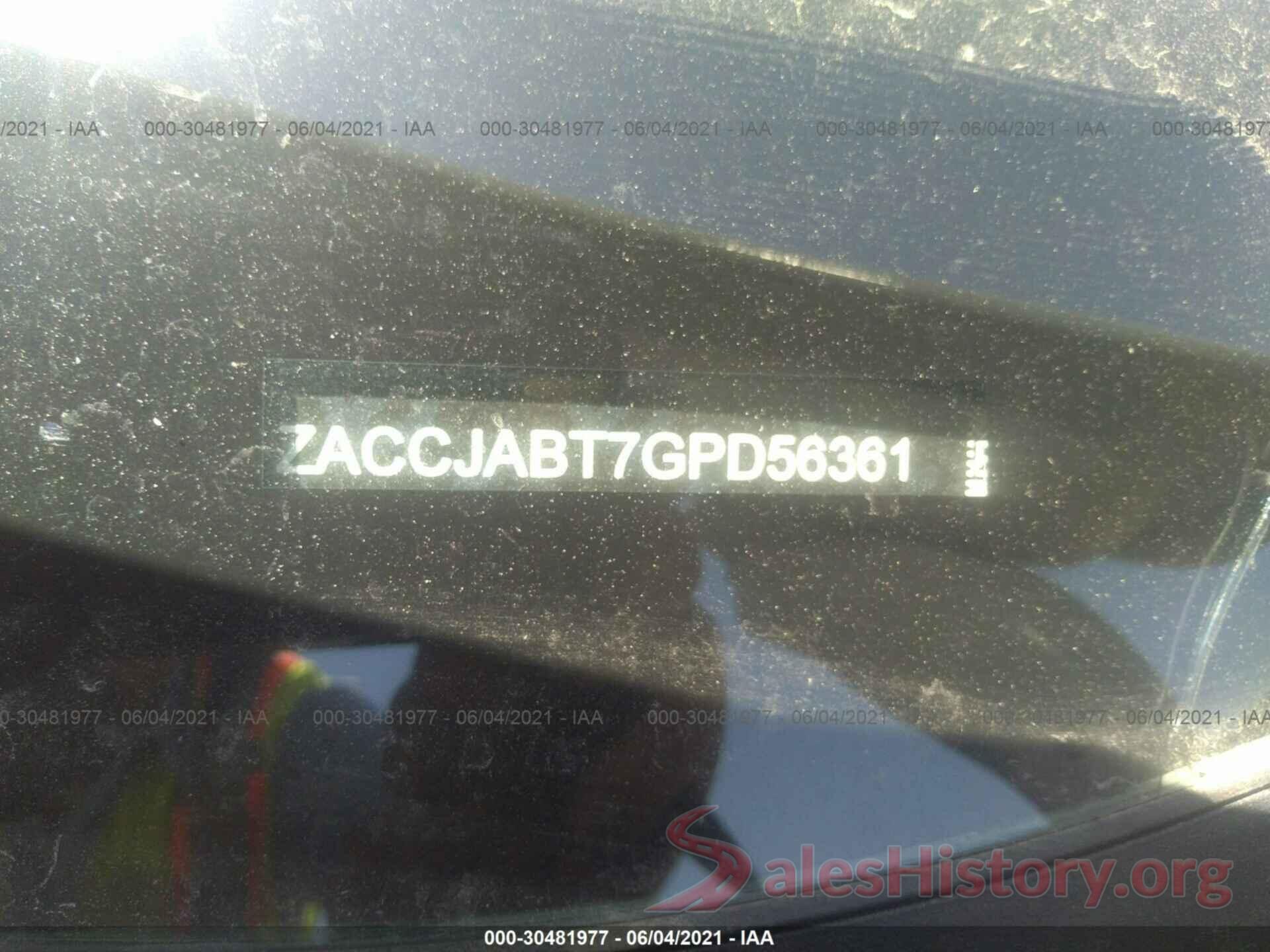 ZACCJABT7GPD56361 2016 JEEP RENEGADE