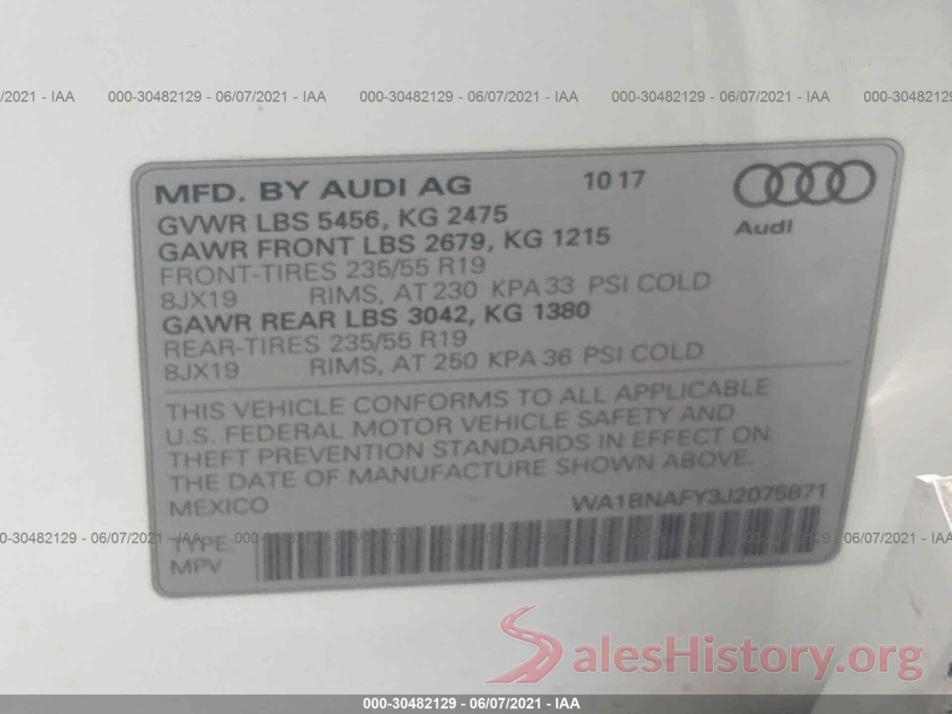 WA1BNAFY3J2075871 2018 AUDI Q5