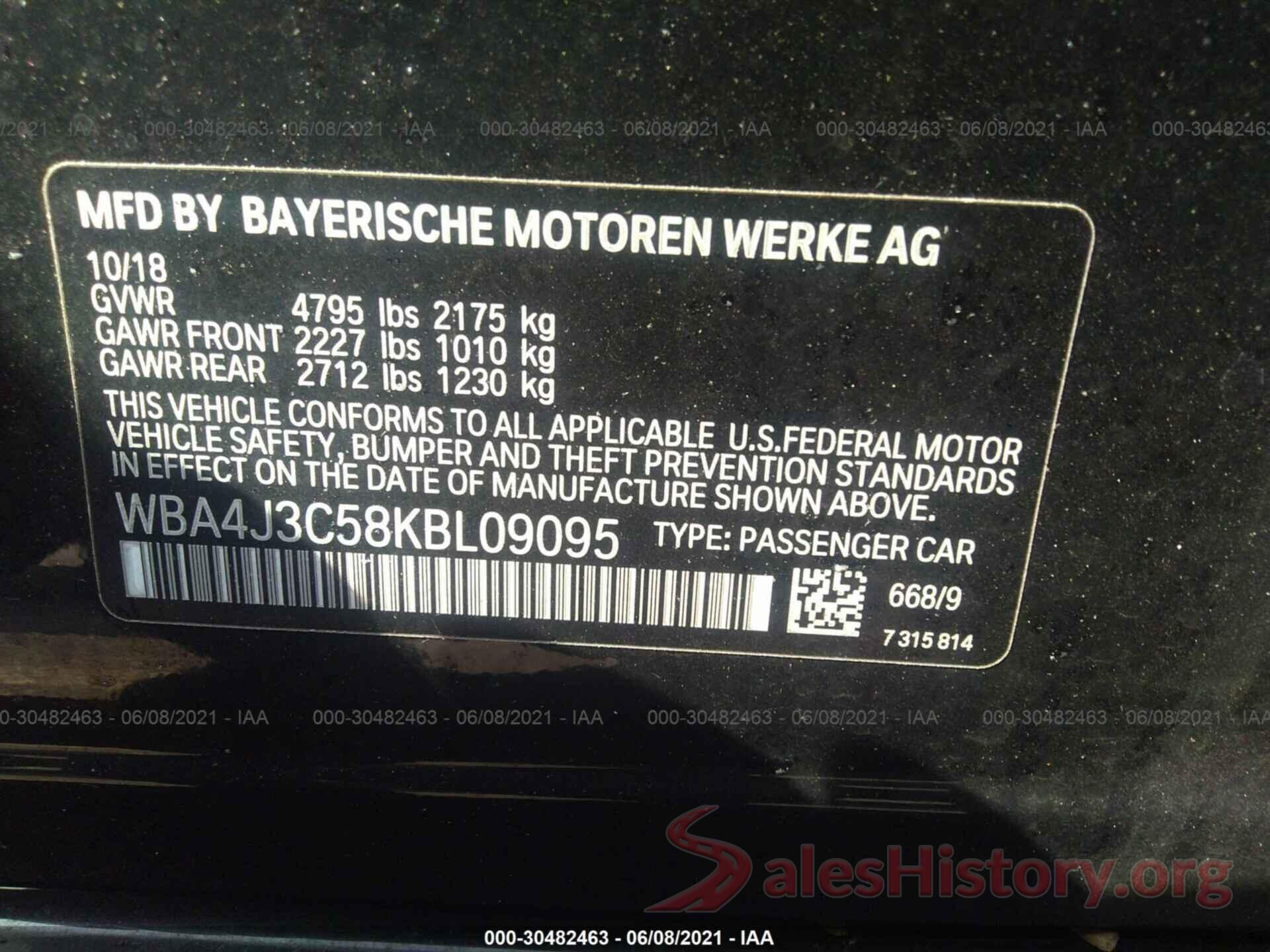 WBA4J3C58KBL09095 2019 BMW 4 SERIES