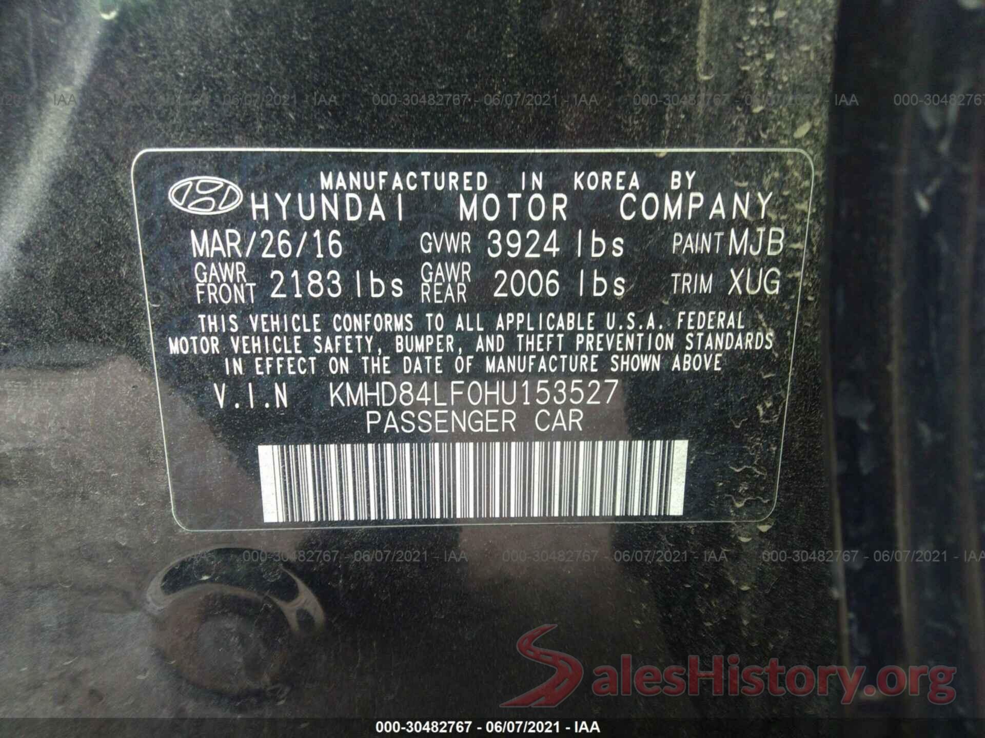 KMHD84LF0HU153527 2017 HYUNDAI ELANTRA