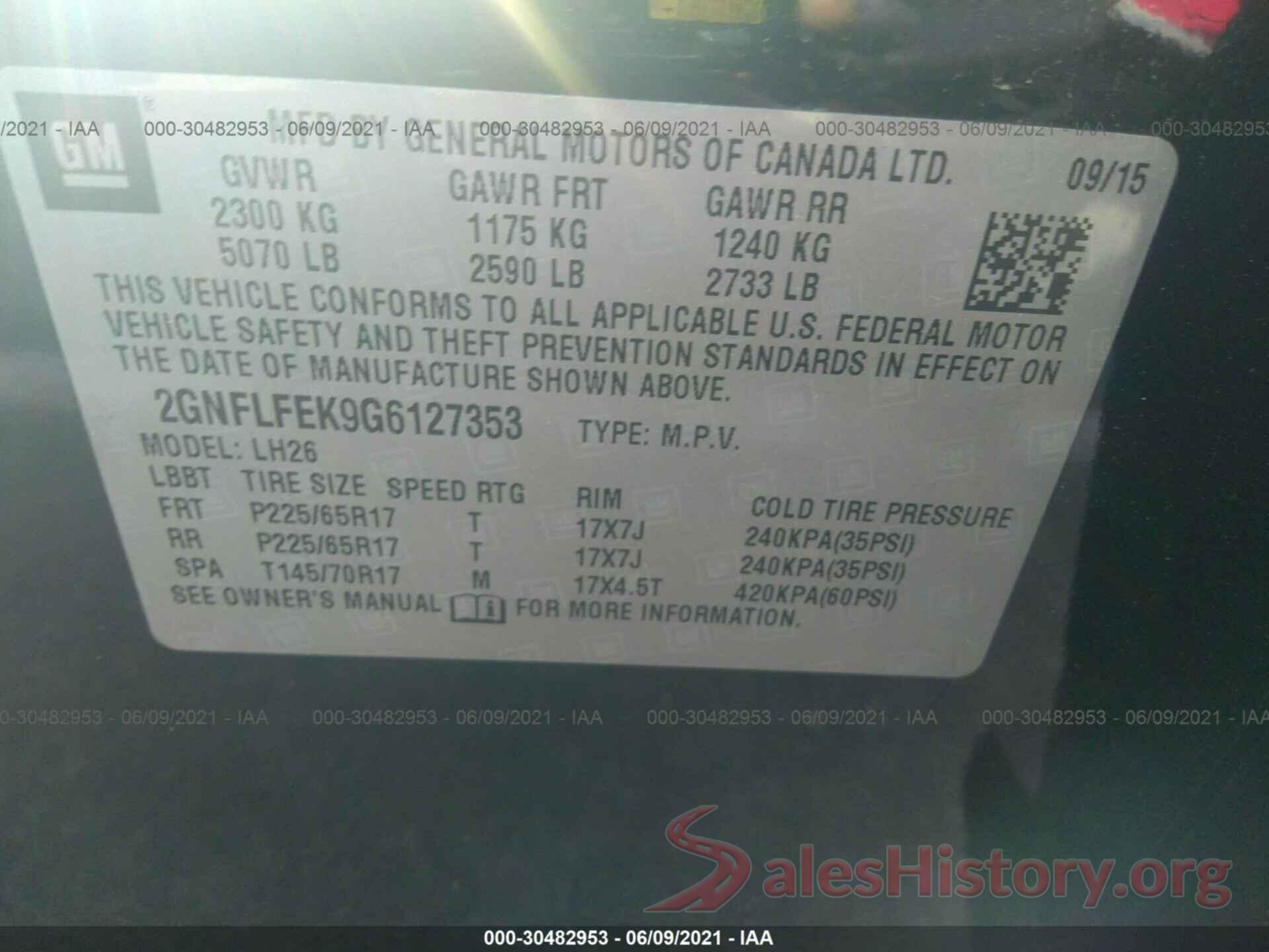 2GNFLFEK9G6127353 2016 CHEVROLET EQUINOX