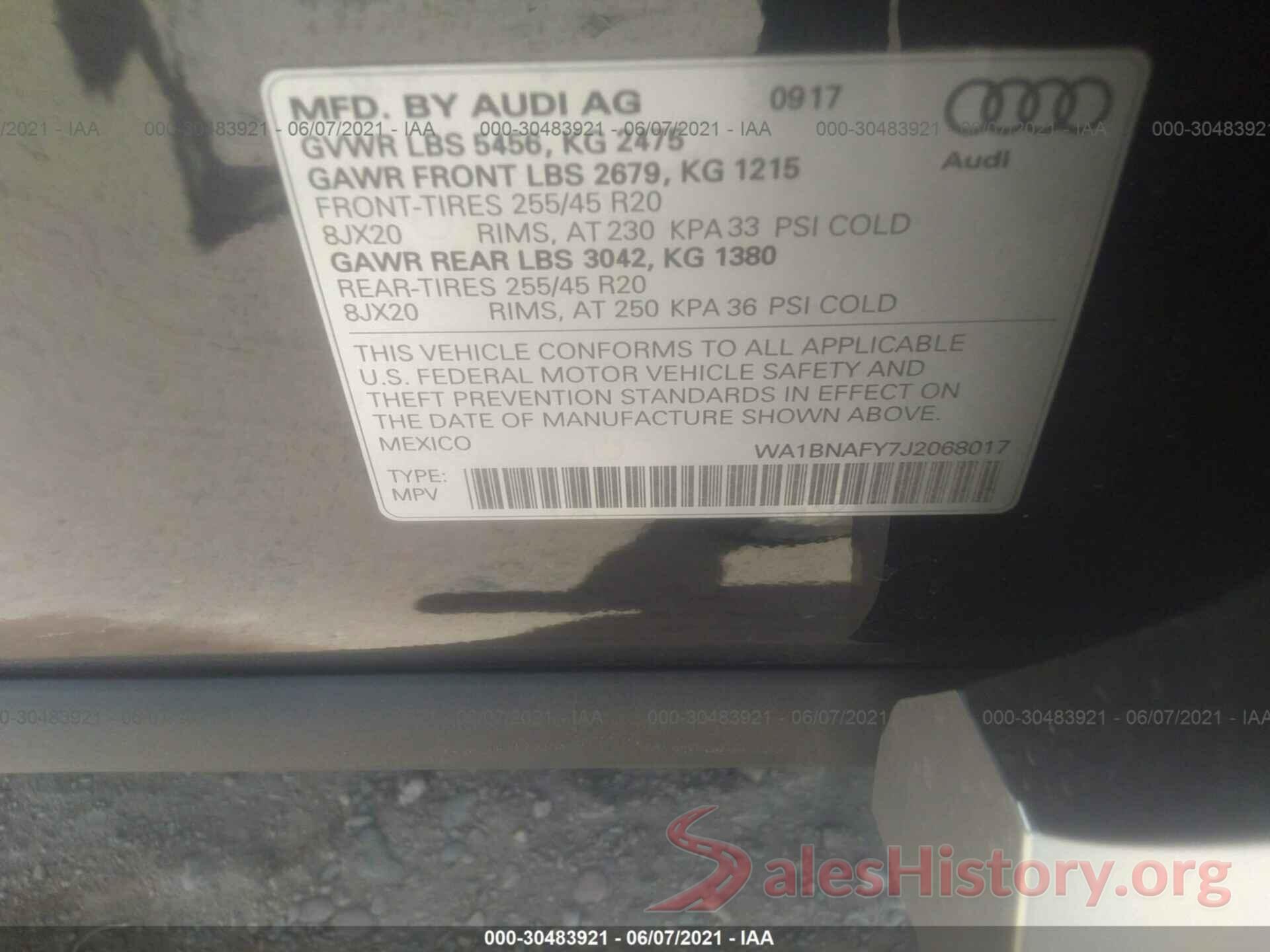 WA1BNAFY7J2068017 2018 AUDI Q5