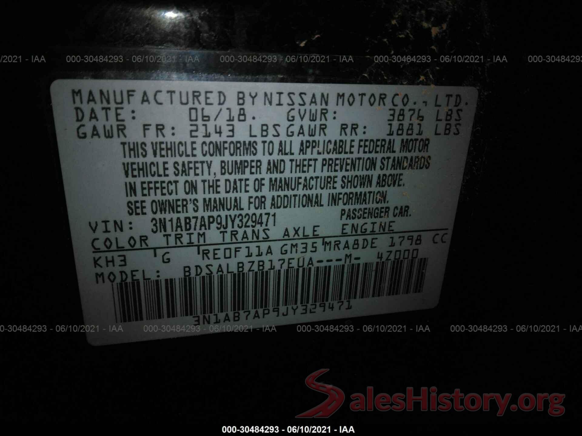 3N1AB7AP9JY329471 2018 NISSAN SENTRA