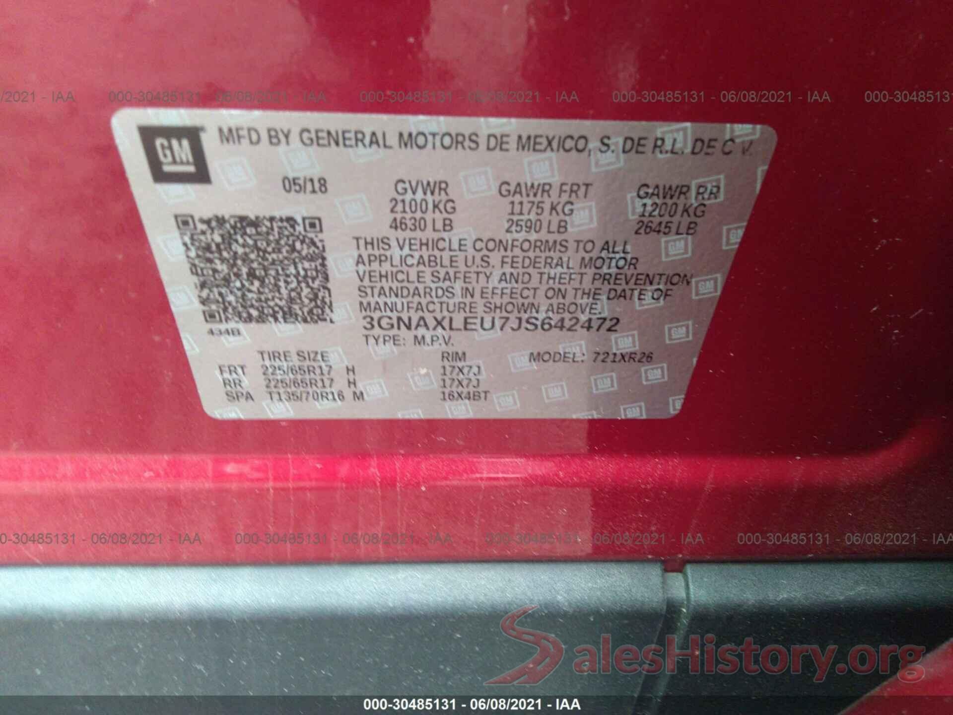 3GNAXLEU7JS642472 2018 CHEVROLET EQUINOX