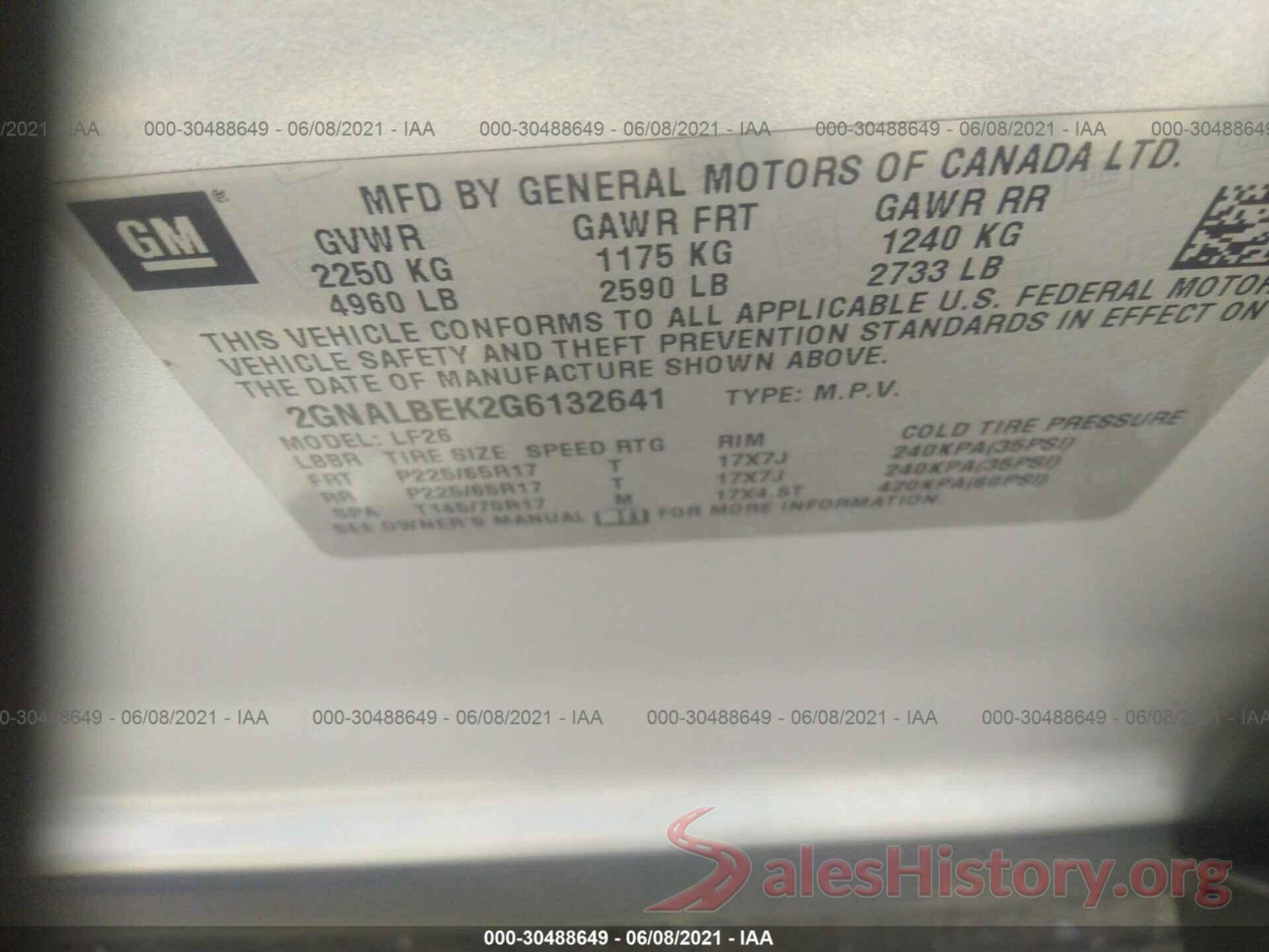 2GNALBEK2G6132641 2016 CHEVROLET EQUINOX