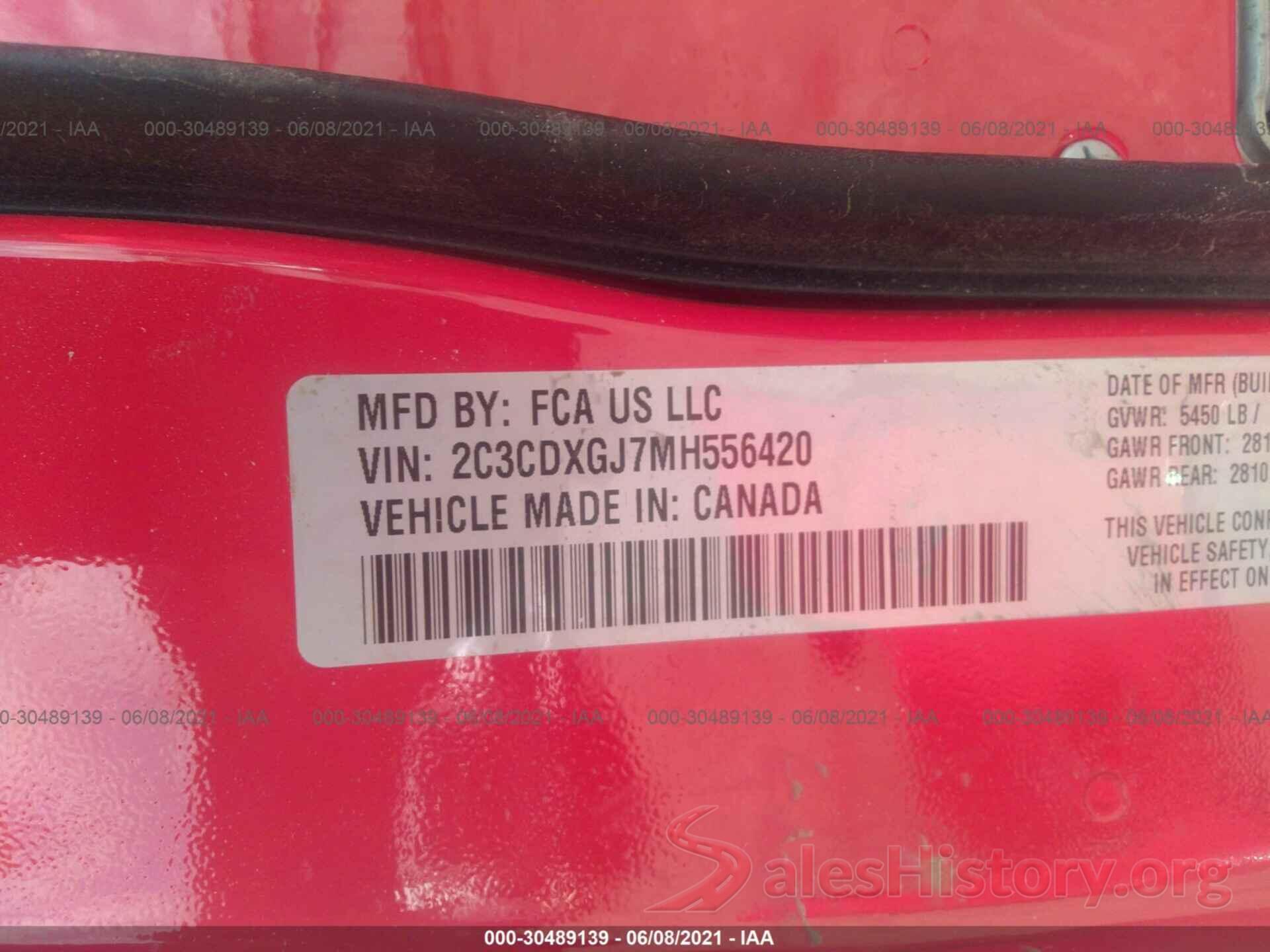 2C3CDXGJ7MH556420 2021 DODGE CHARGER