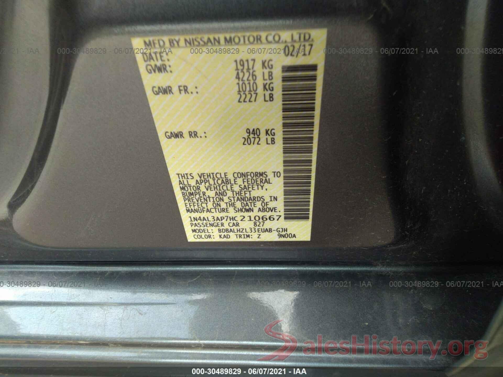 1N4AL3AP7HC210667 2017 NISSAN ALTIMA