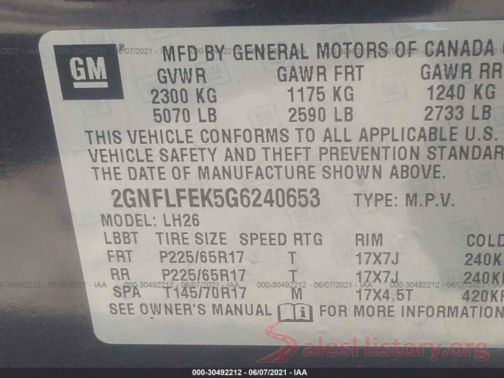 2GNFLFEK5G6240653 2016 CHEVROLET EQUINOX