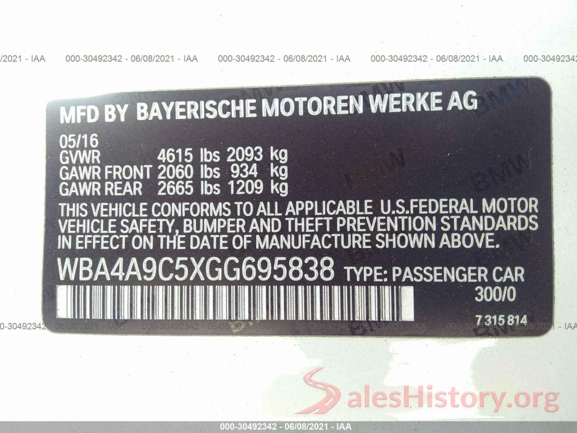 WBA4A9C5XGG695838 2016 BMW 4 SERIES