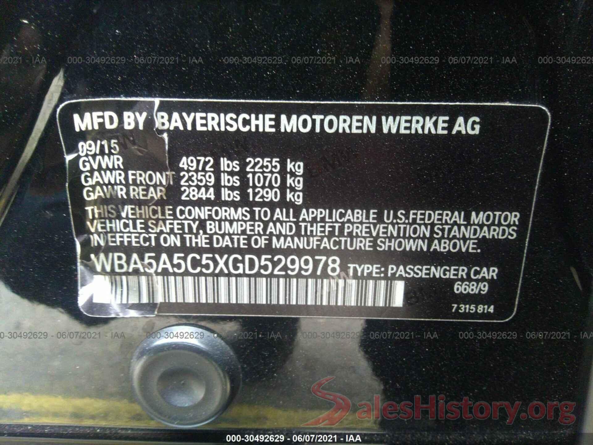 WBA5A5C5XGD529978 2016 BMW 5 SERIES