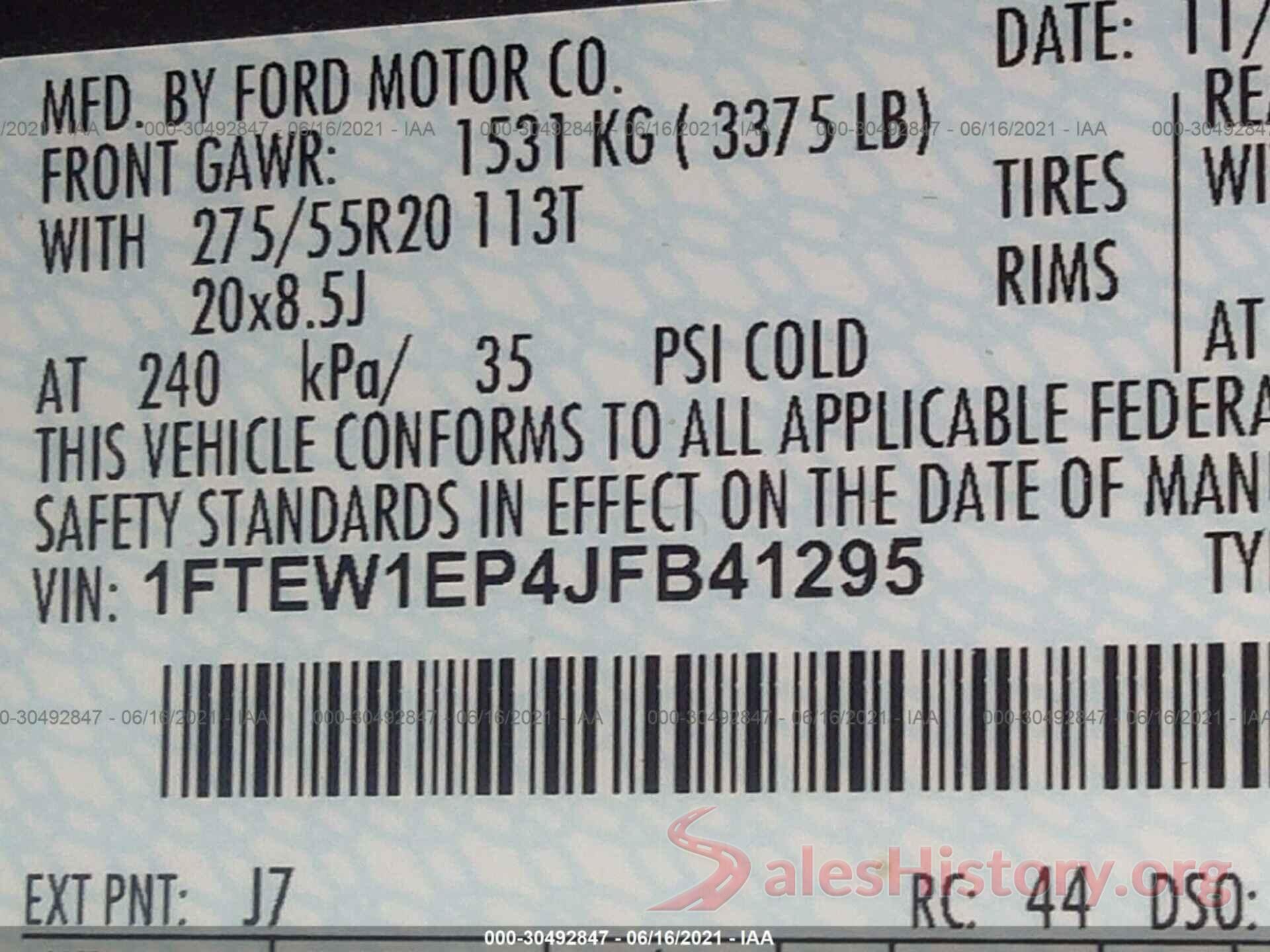 1FTEW1EP4JFB41295 2018 FORD F-150