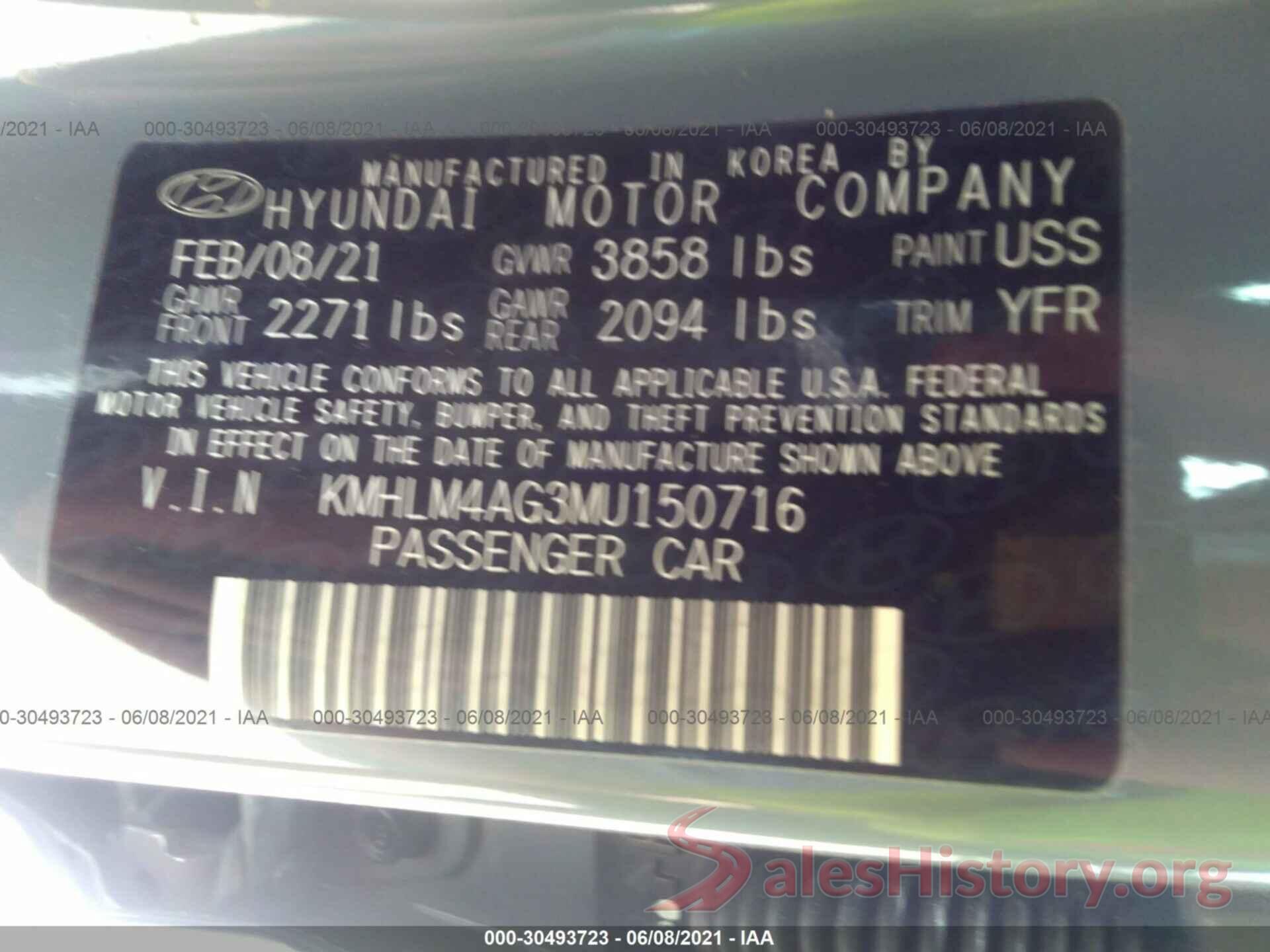 KMHLM4AG3MU150716 2021 HYUNDAI ELANTRA