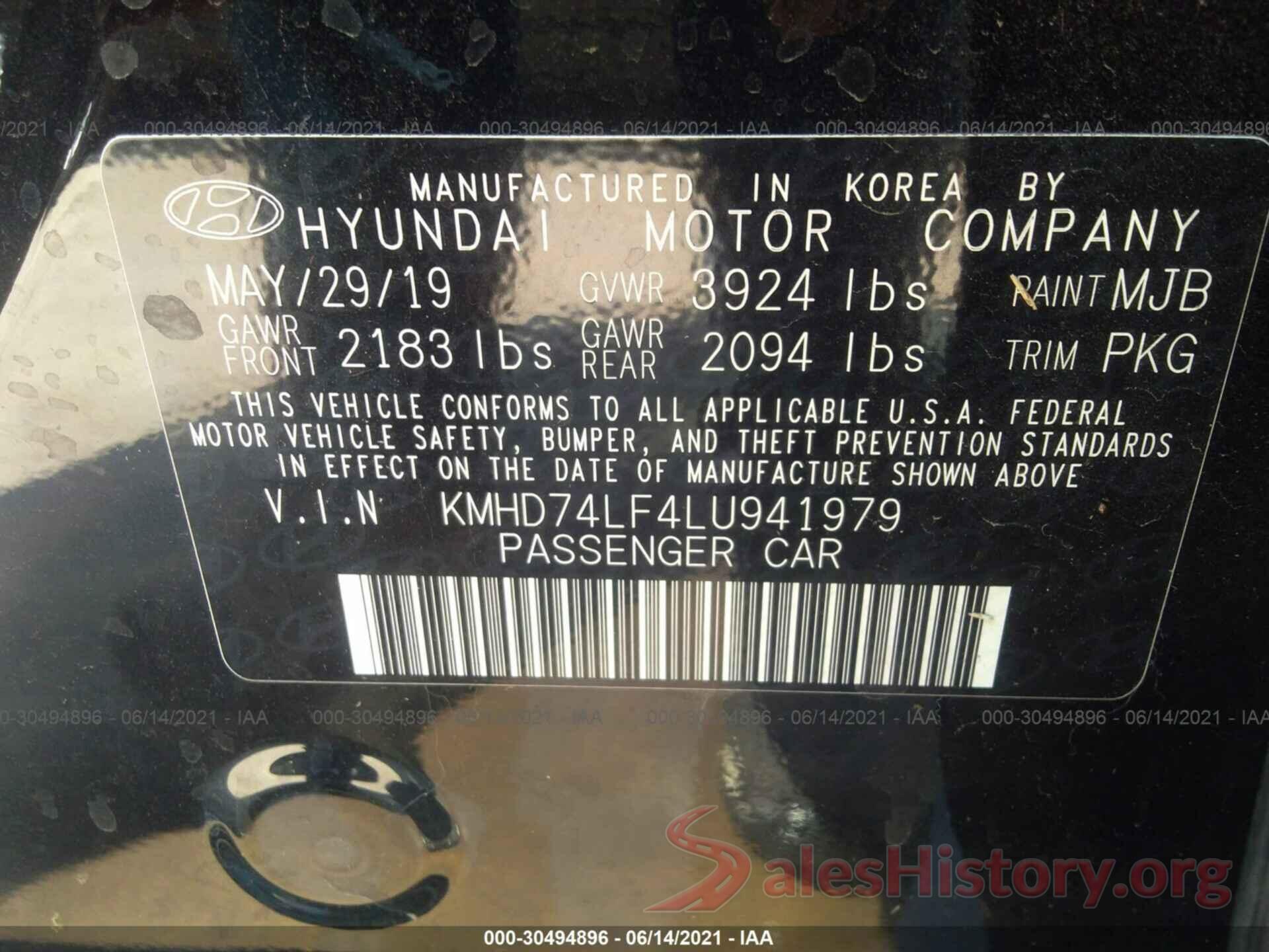 KMHD74LF4LU941979 2020 HYUNDAI ELANTRA