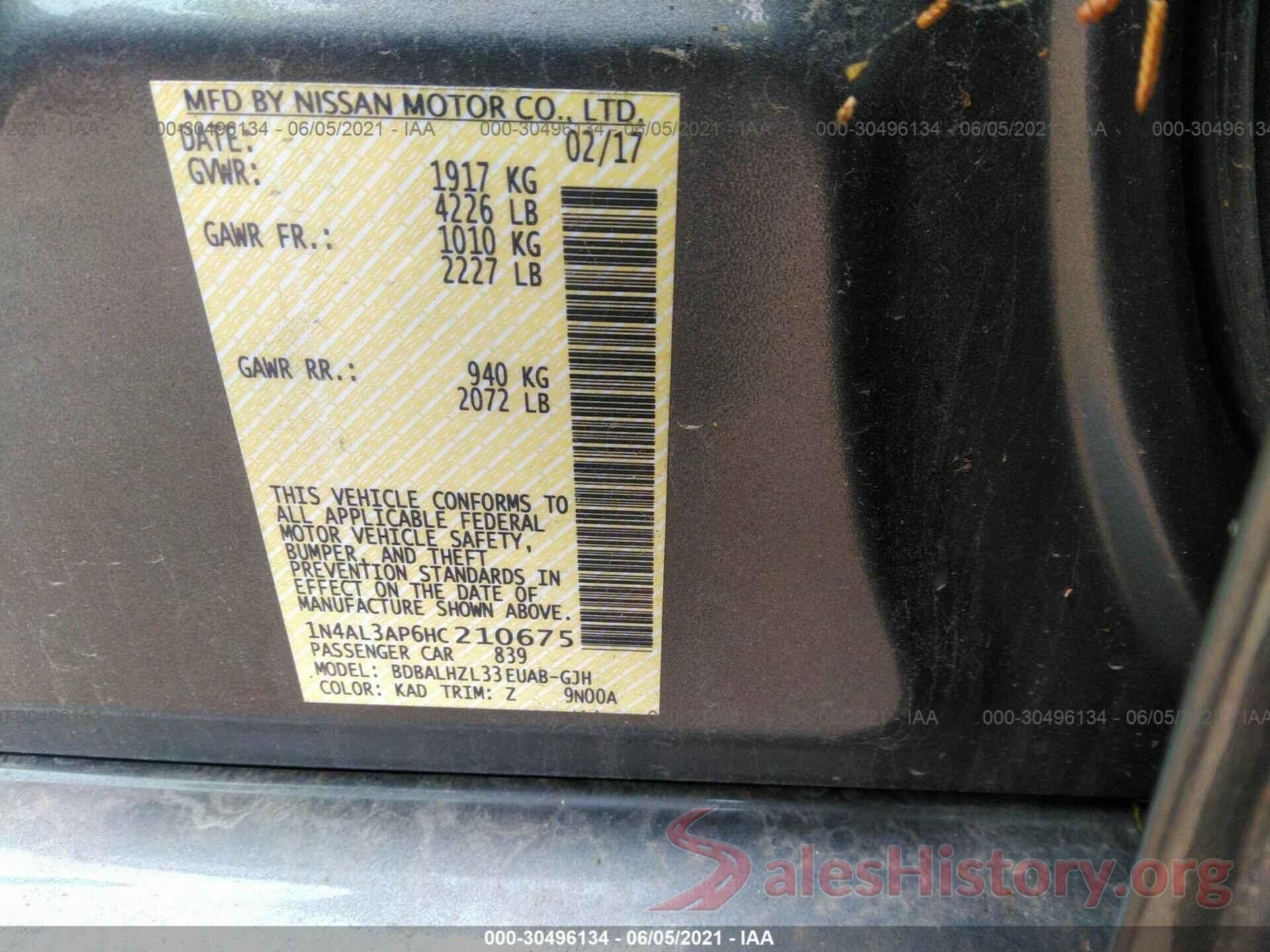 1N4AL3AP6HC210675 2017 NISSAN ALTIMA