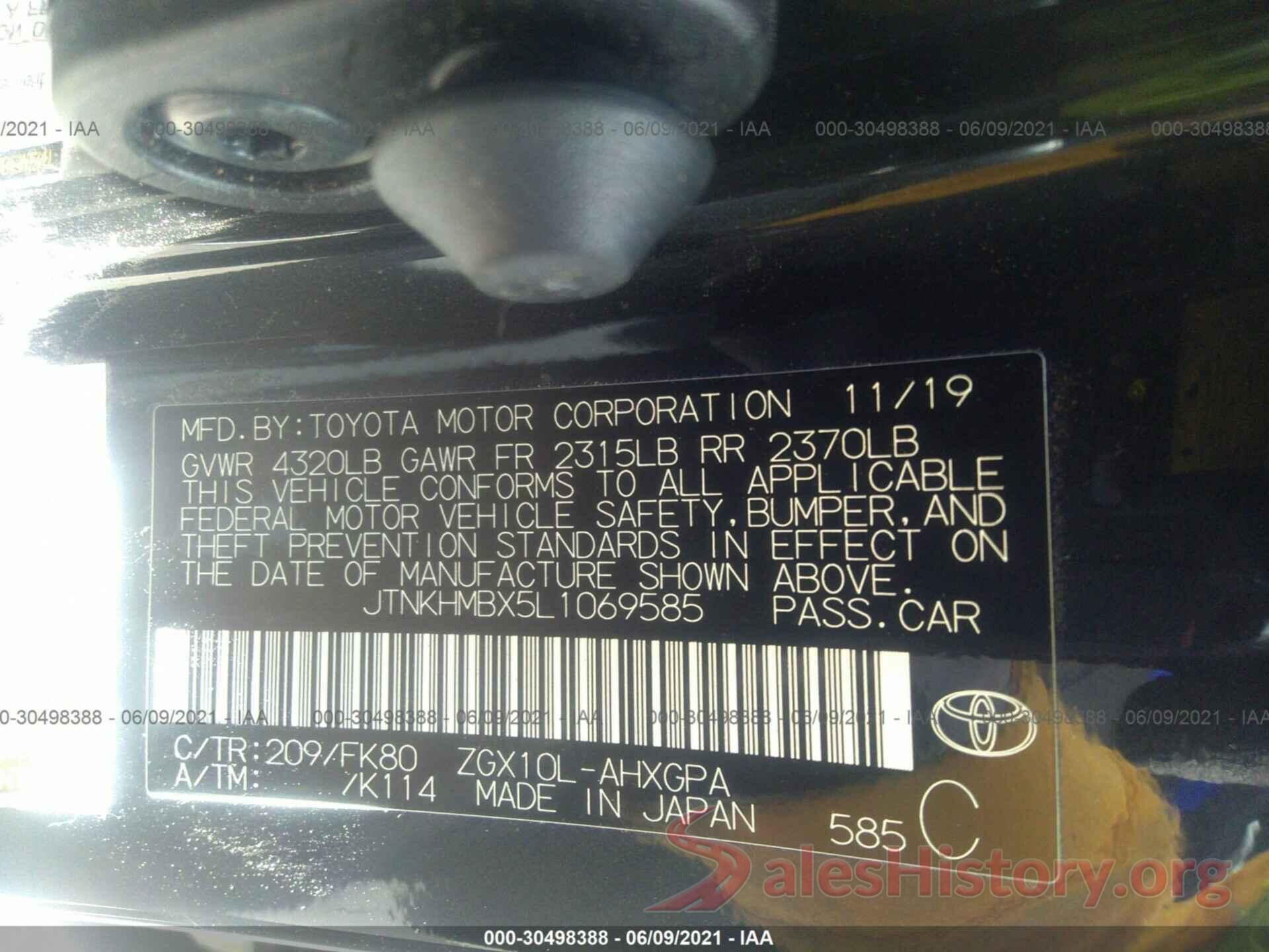 JTNKHMBX5L1069585 2020 TOYOTA C-HR