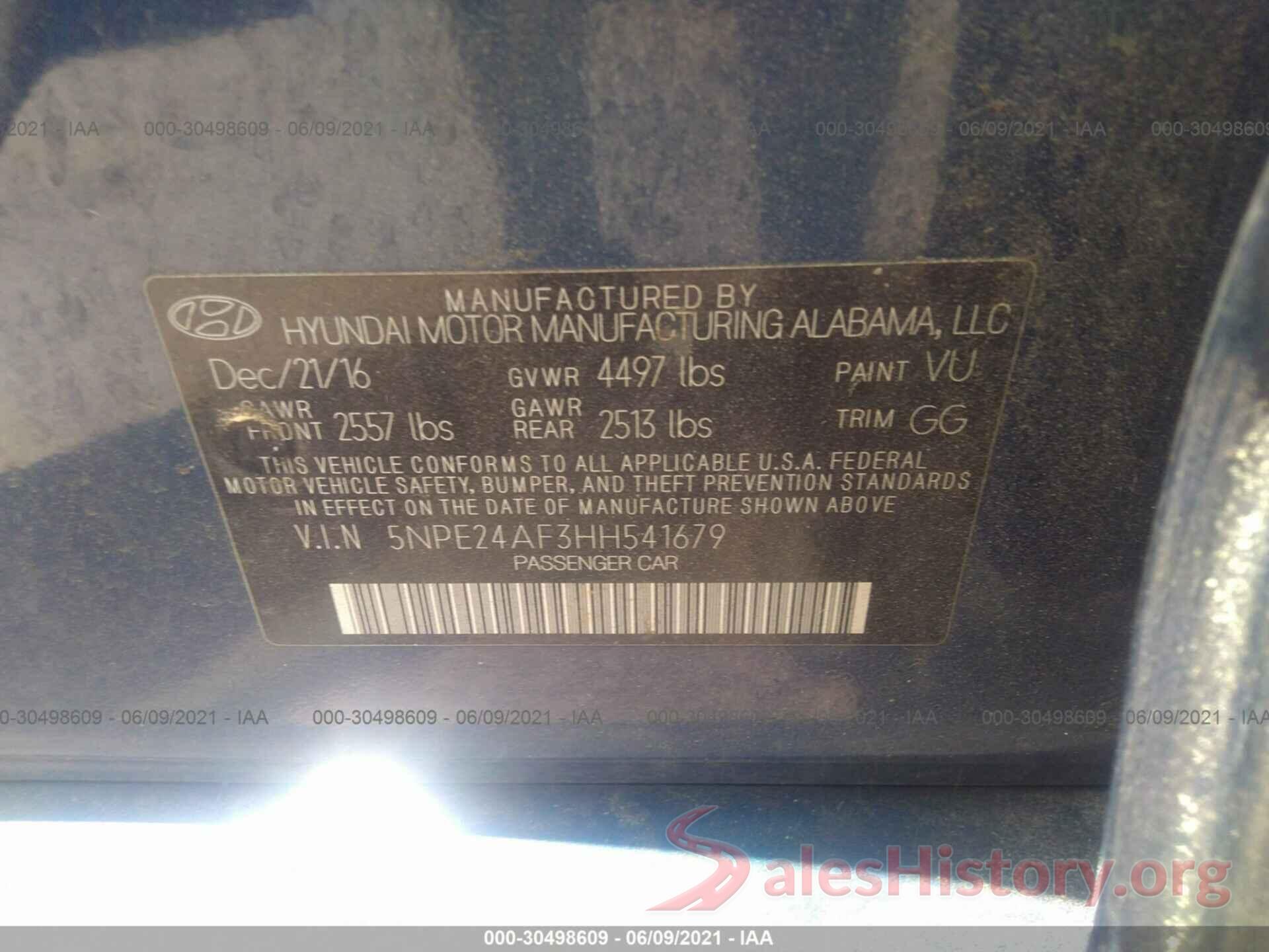 5NPE24AF3HH541679 2017 HYUNDAI SONATA