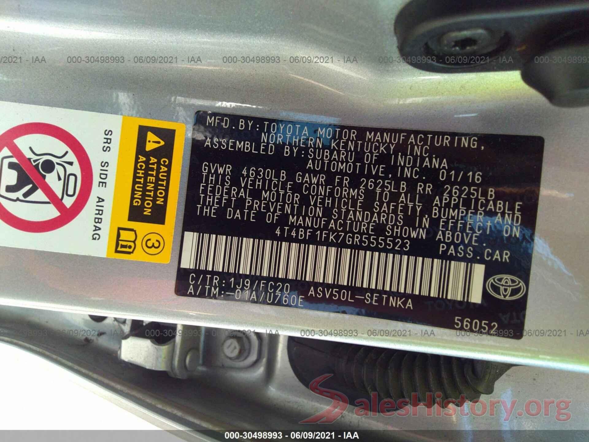 4T4BF1FK7GR555523 2016 TOYOTA CAMRY