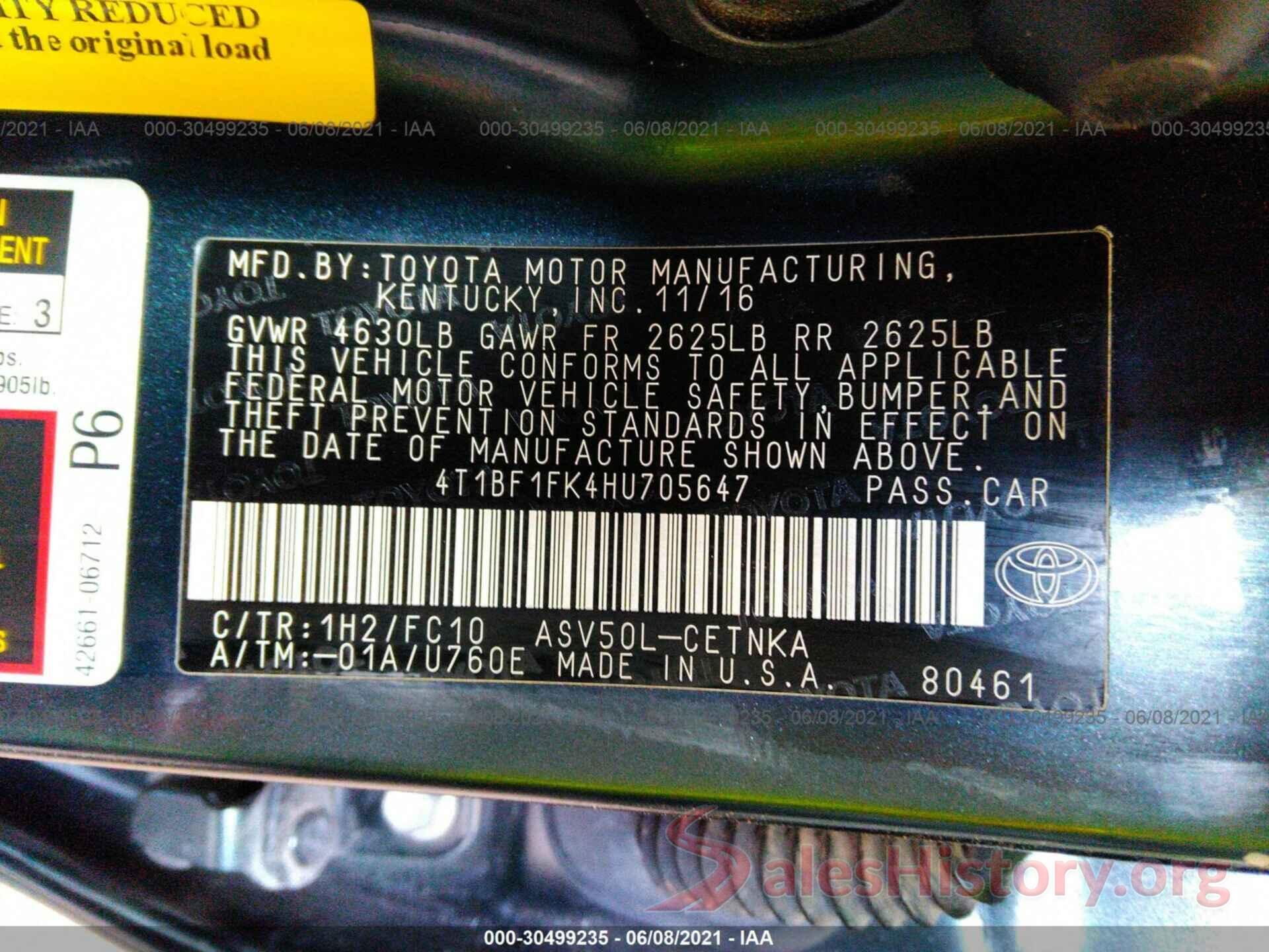 4T1BF1FK4HU705647 2017 TOYOTA CAMRY