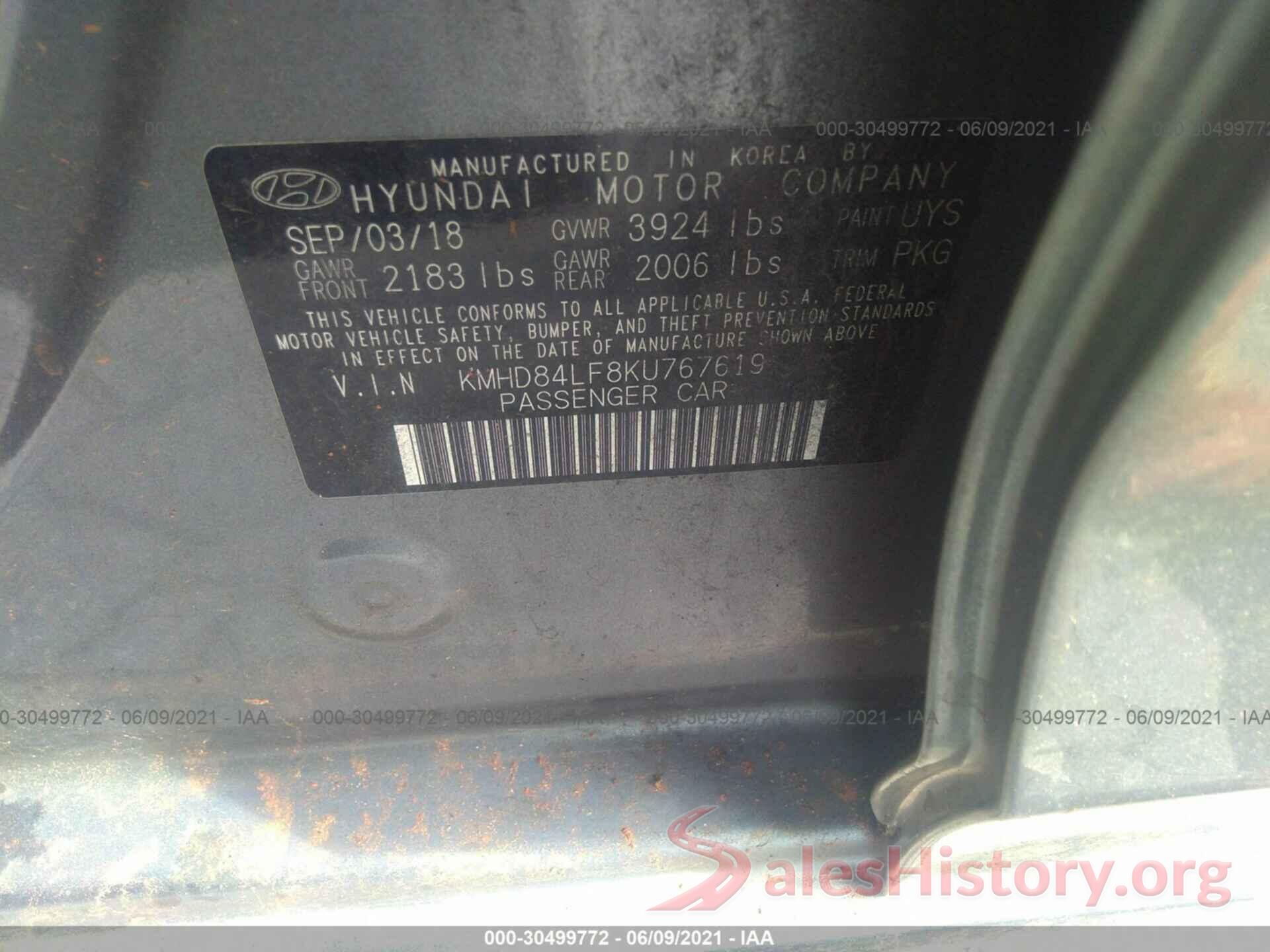 KMHD84LF8KU767619 2019 HYUNDAI ELANTRA