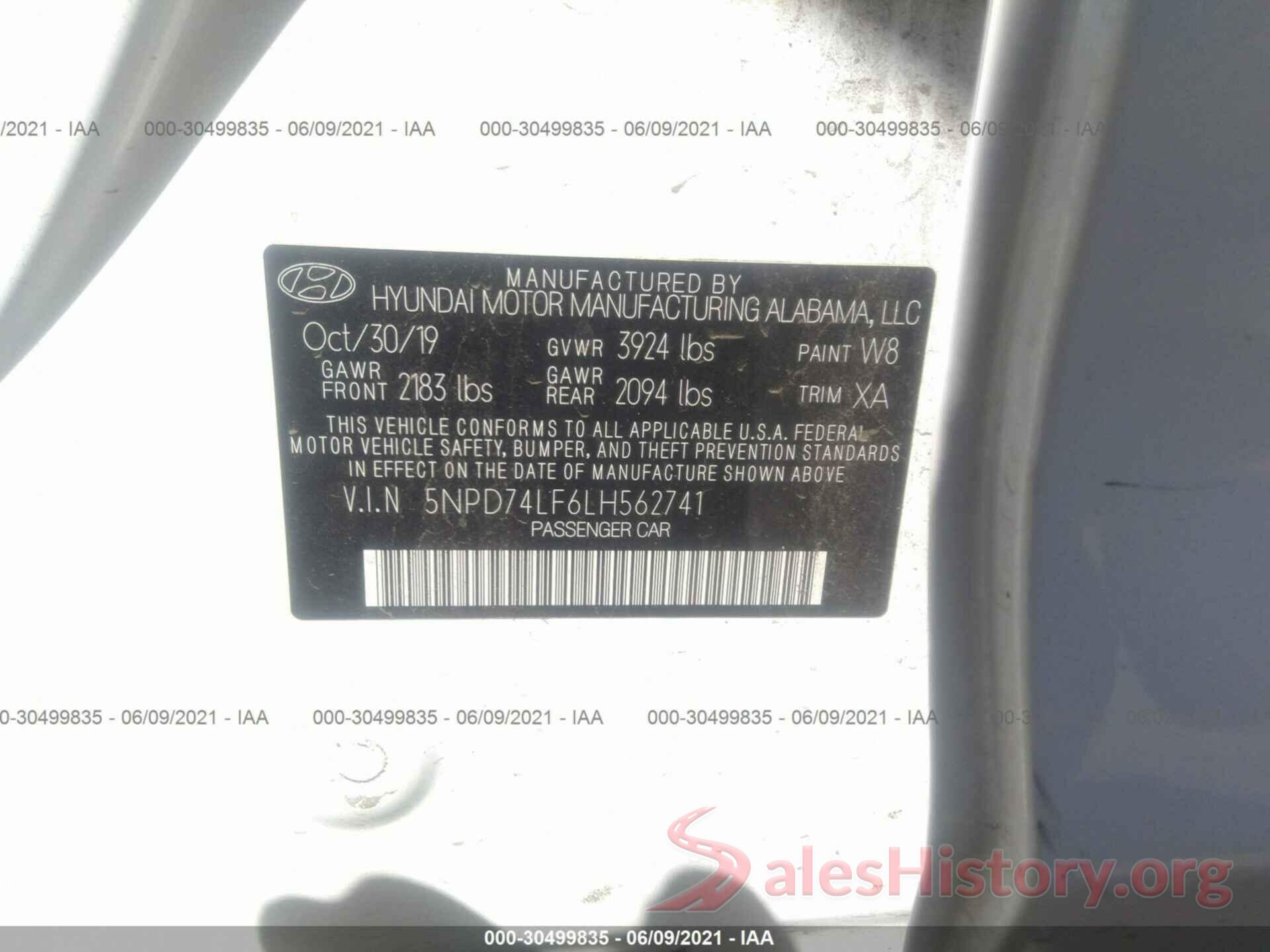 5NPD74LF6LH562741 2020 HYUNDAI ELANTRA