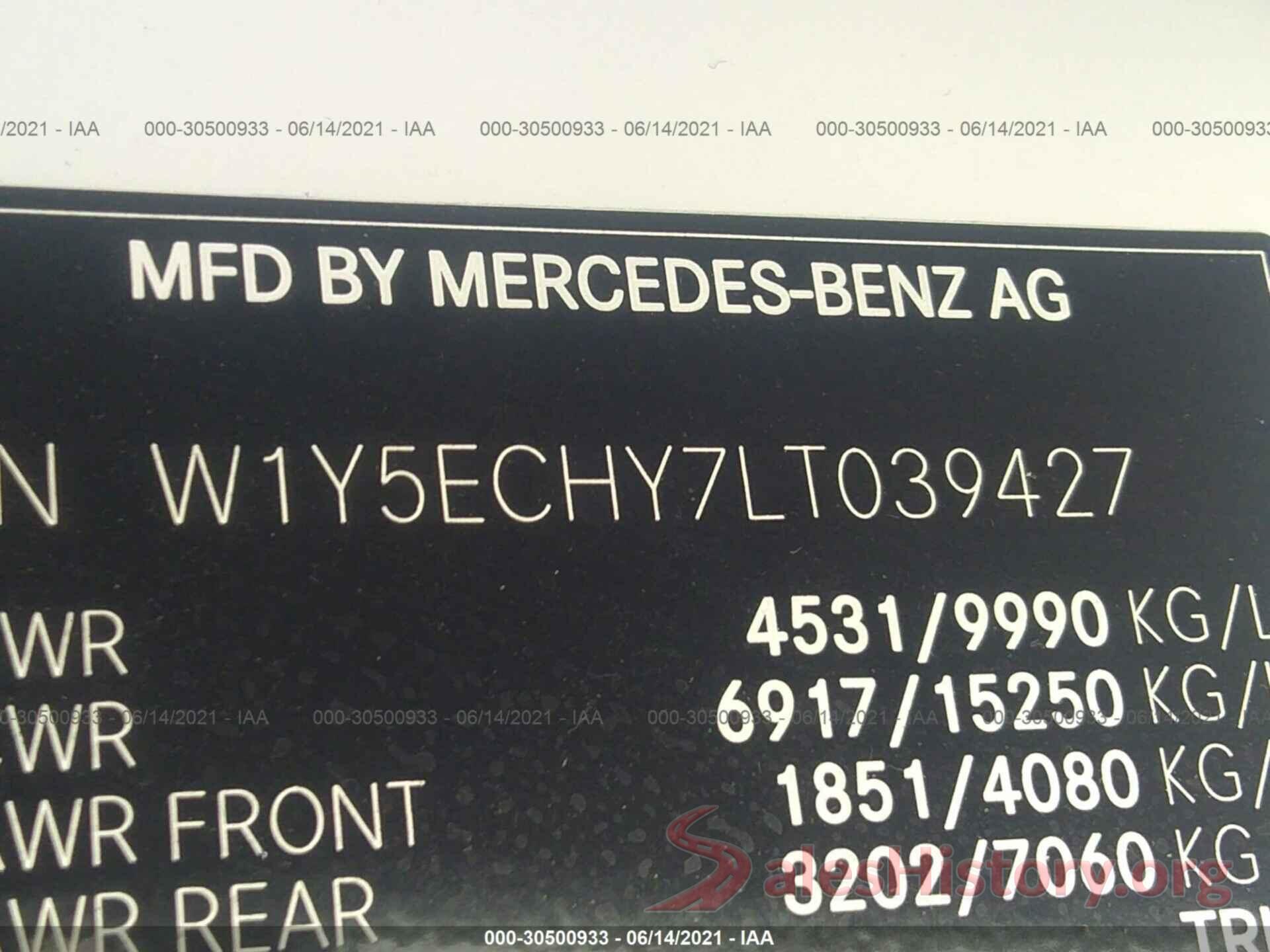 W1Y5ECHY7LT039427 2020 MERCEDES-BENZ SPRINTER CARGO VAN