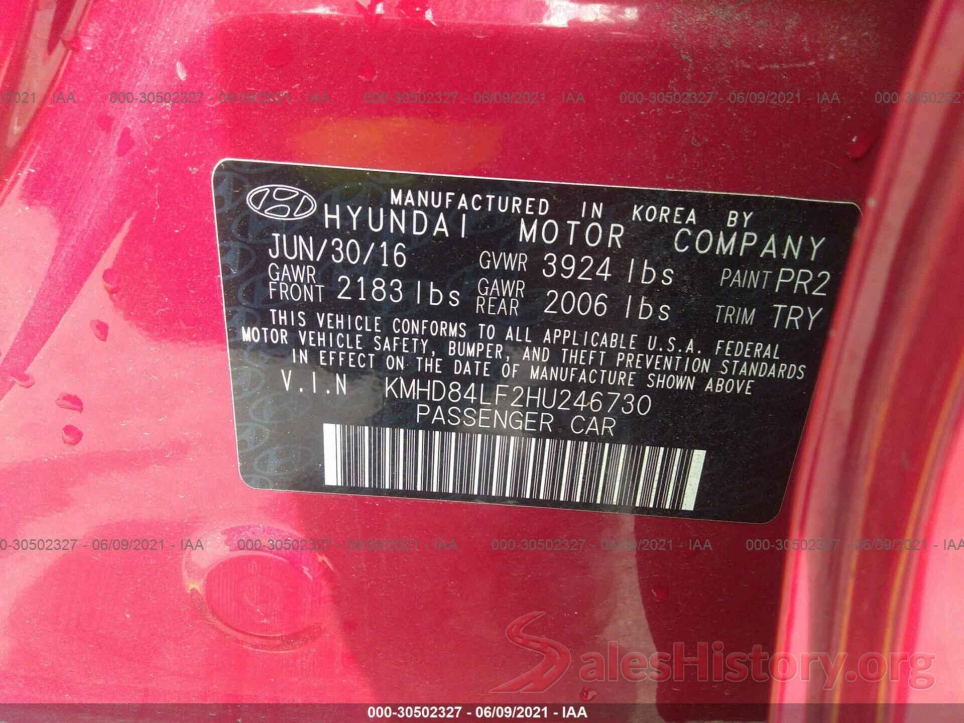 KMHD84LF2HU246730 2017 HYUNDAI ELANTRA