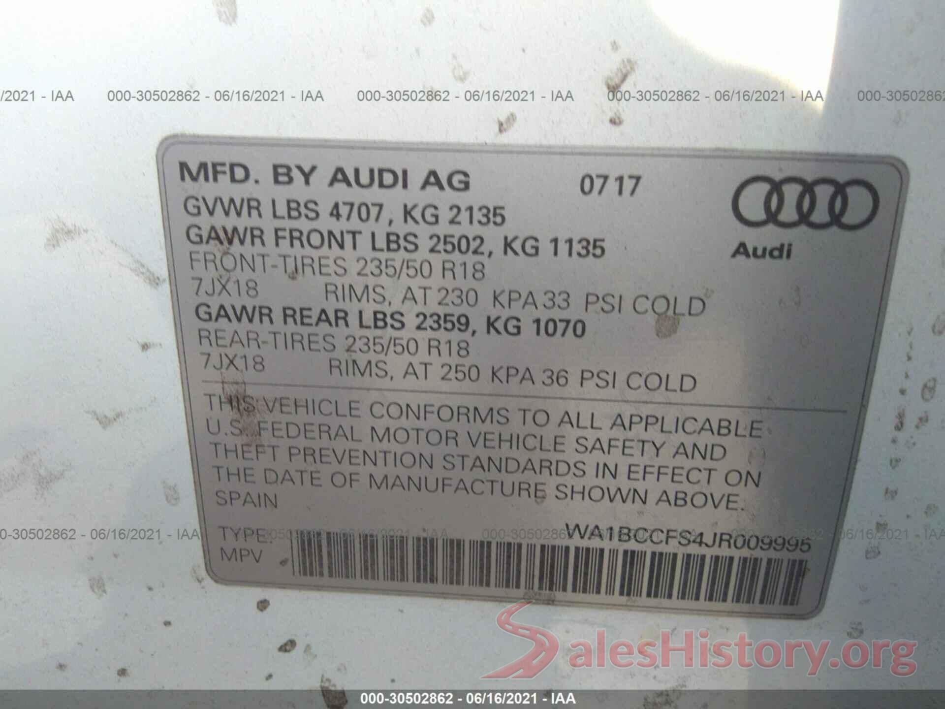 WA1BCCFS4JR009995 2018 AUDI Q3