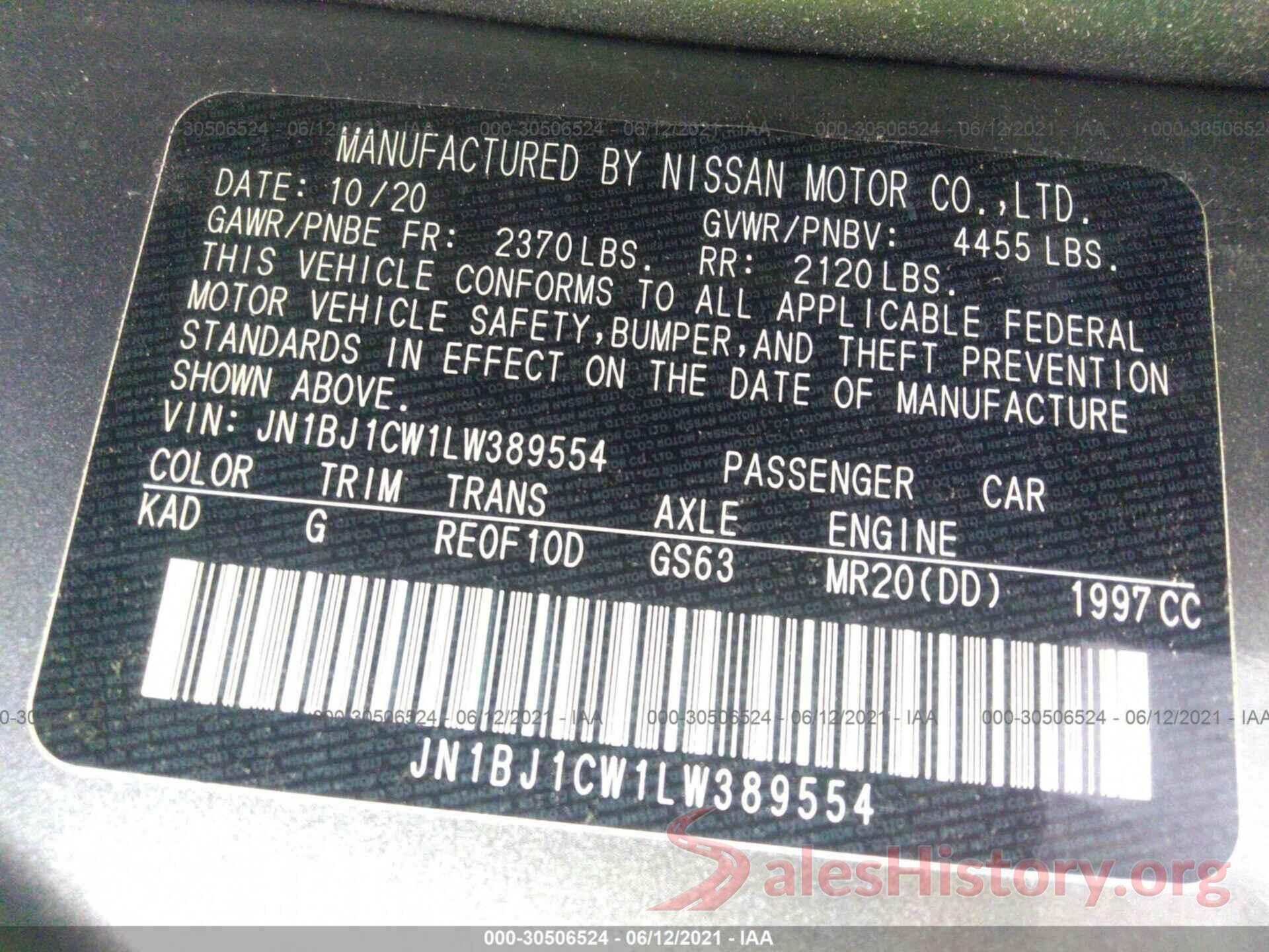 JN1BJ1CW1LW389554 2020 NISSAN ROGUE SPORT