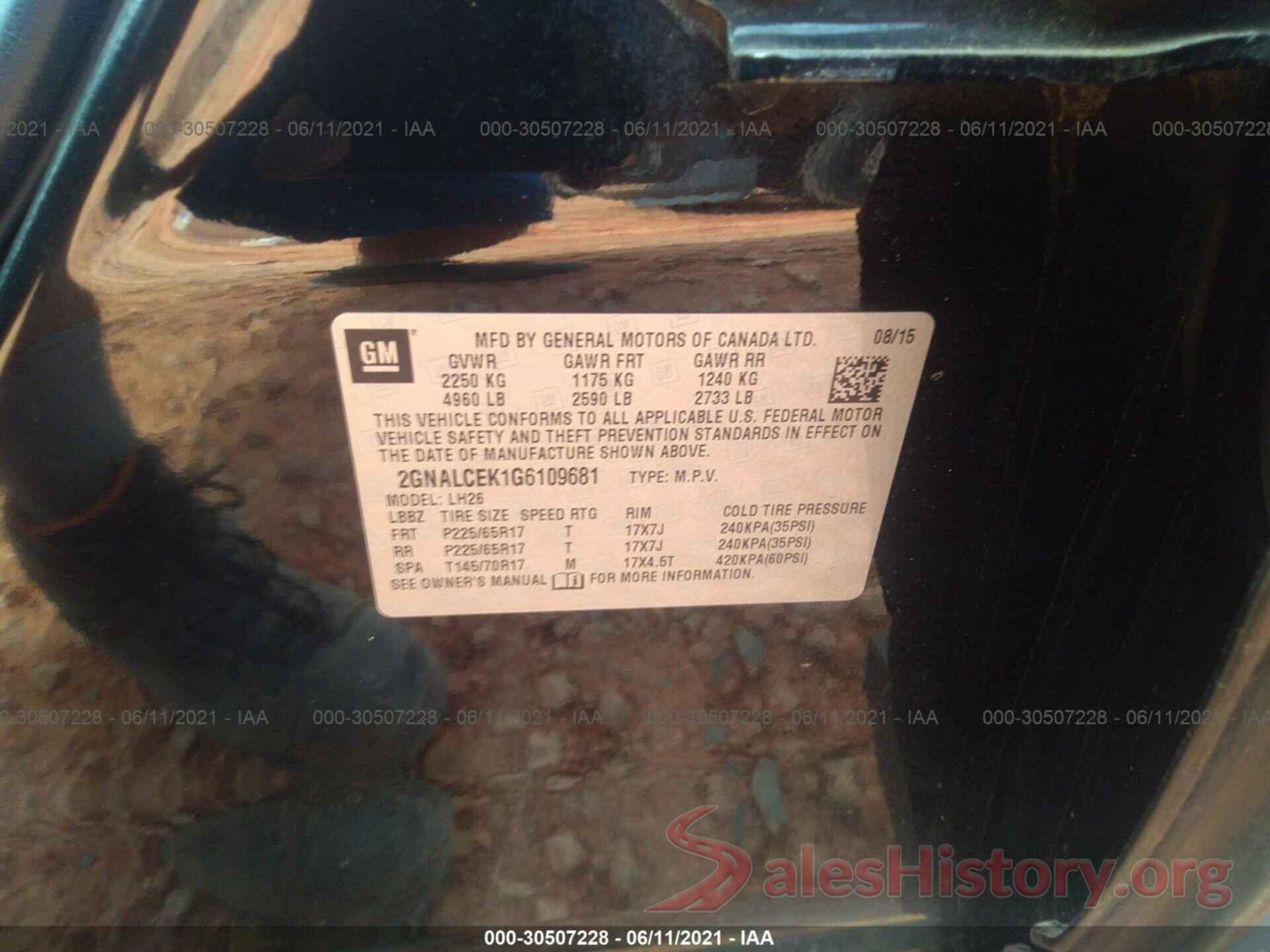 2GNALCEK1G6109681 2016 CHEVROLET EQUINOX