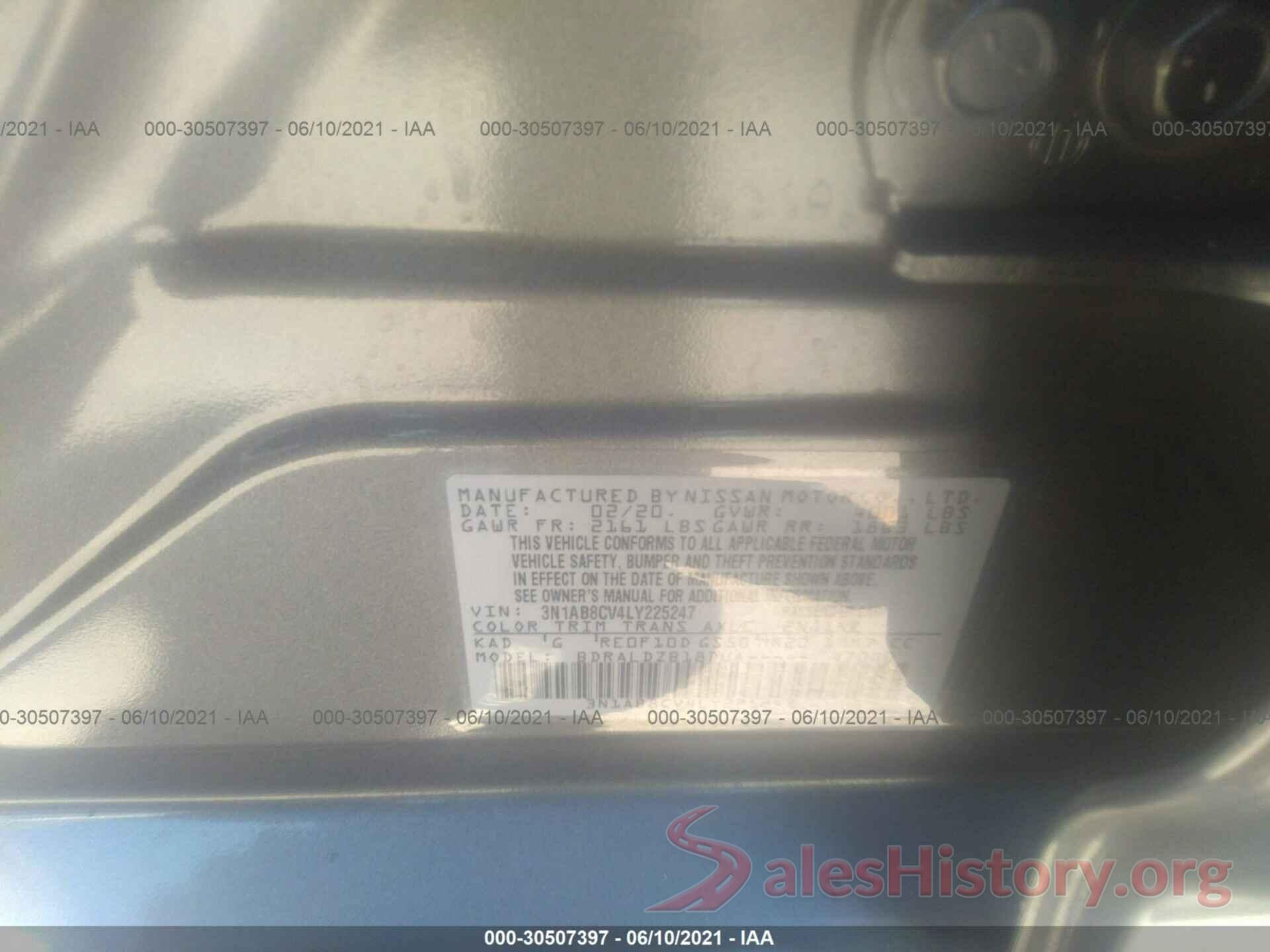 3N1AB8CV4LY225247 2020 NISSAN SENTRA