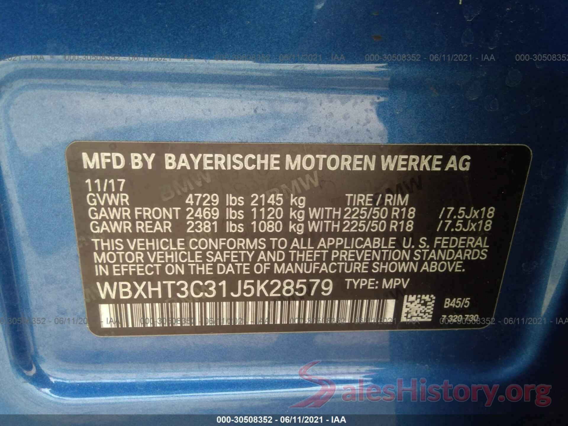 WBXHT3C31J5K28579 2018 BMW X1