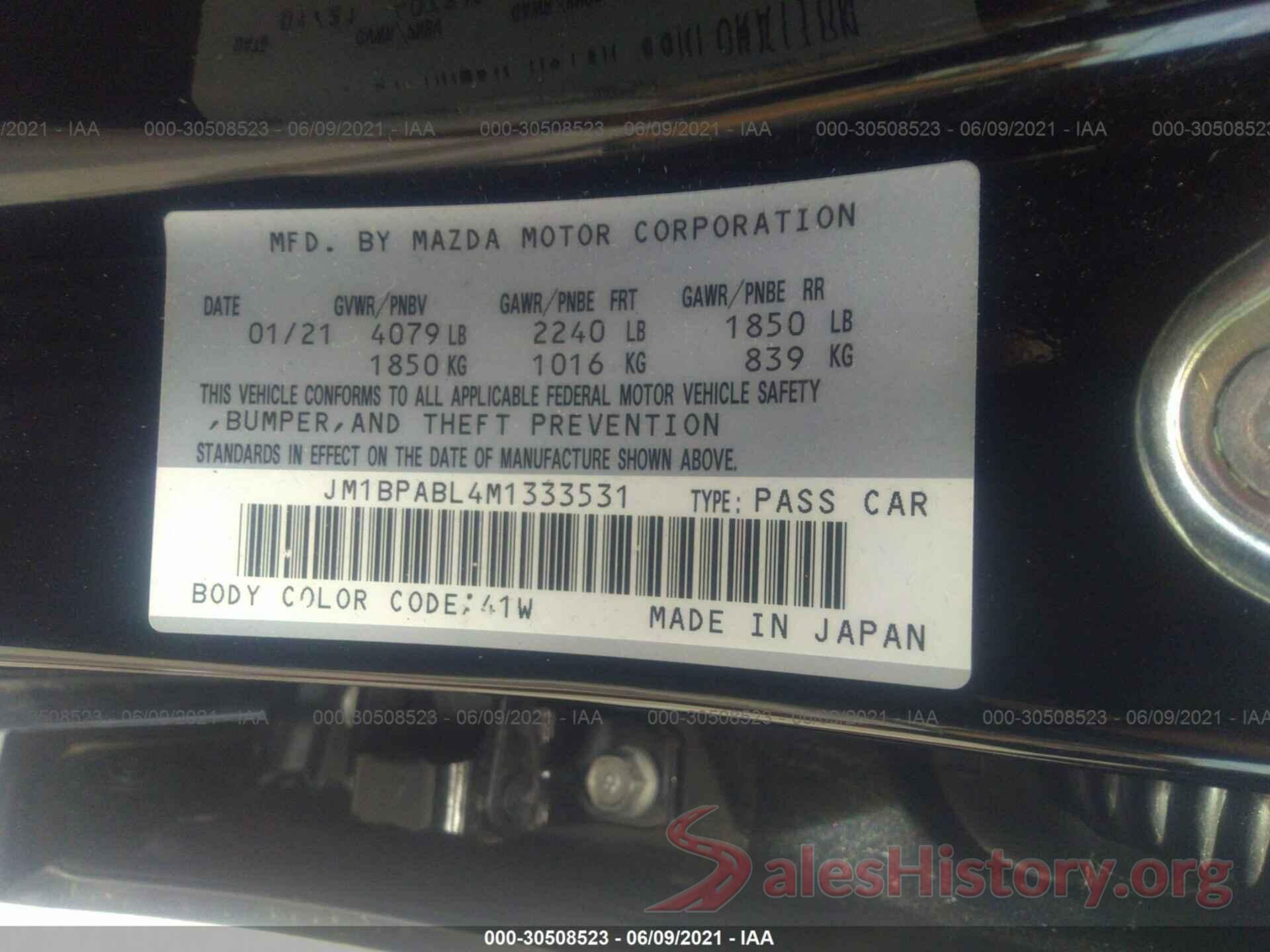 JM1BPABL4M1333531 2021 MAZDA MAZDA3 SEDAN