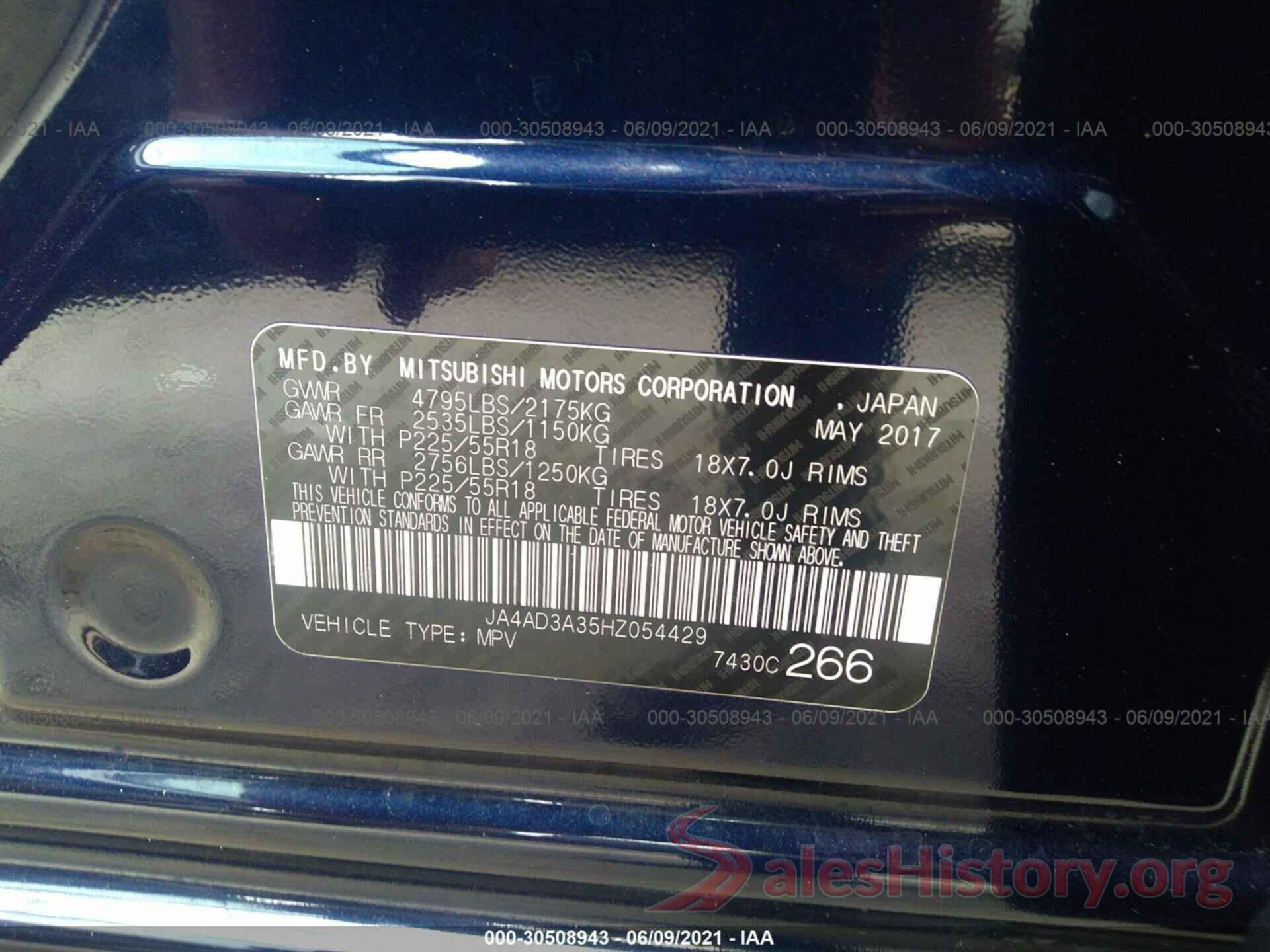 JA4AD3A35HZ054429 2017 MITSUBISHI OUTLANDER