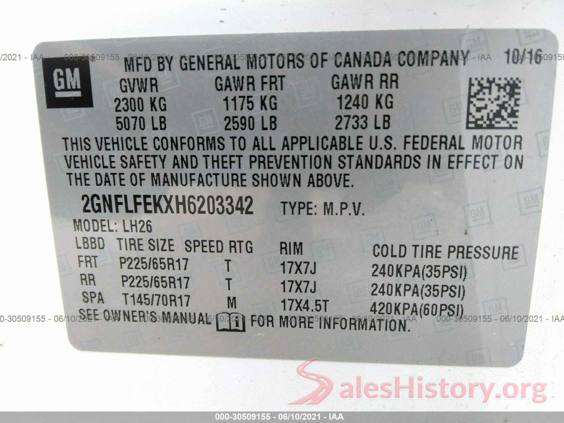 2GNFLFEKXH6203342 2017 CHEVROLET EQUINOX