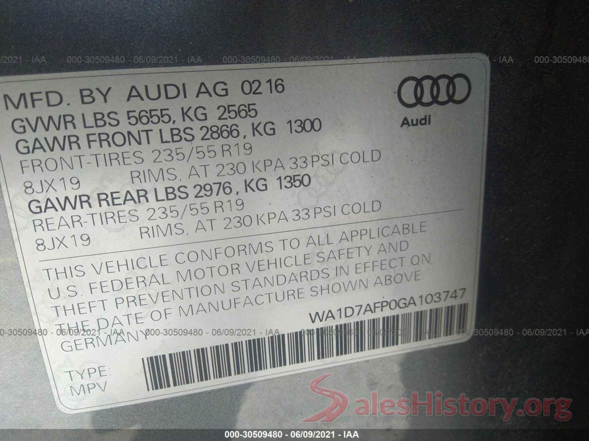 WA1D7AFP0GA103747 2016 AUDI Q5