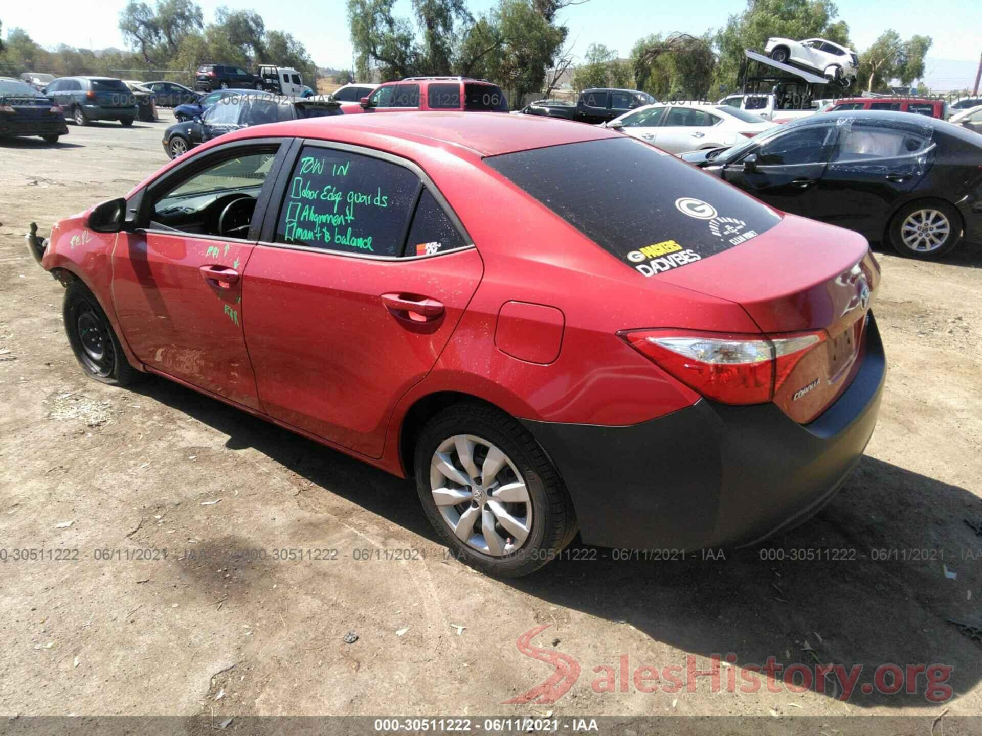 5YFBURHE7GP399183 2016 TOYOTA COROLLA