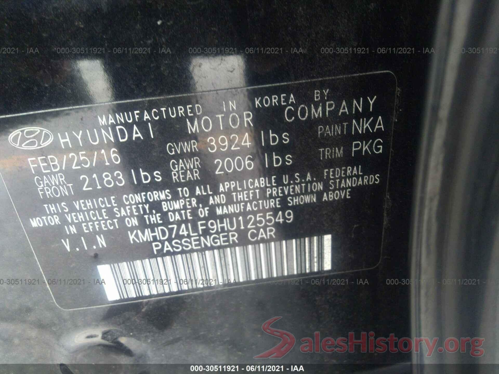 KMHD74LF9HU125549 2017 HYUNDAI ELANTRA