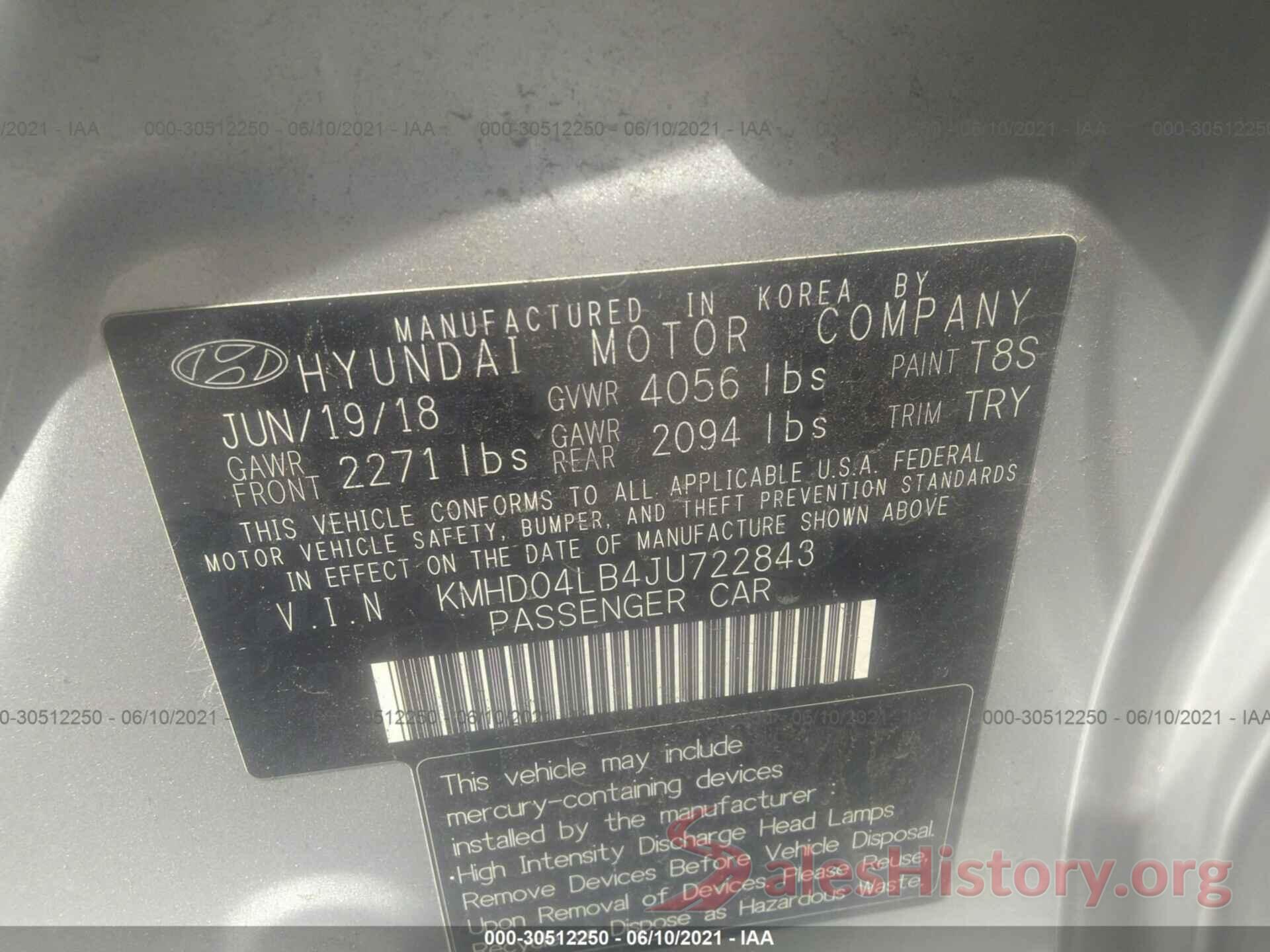 KMHD04LB4JU722843 2018 HYUNDAI ELANTRA