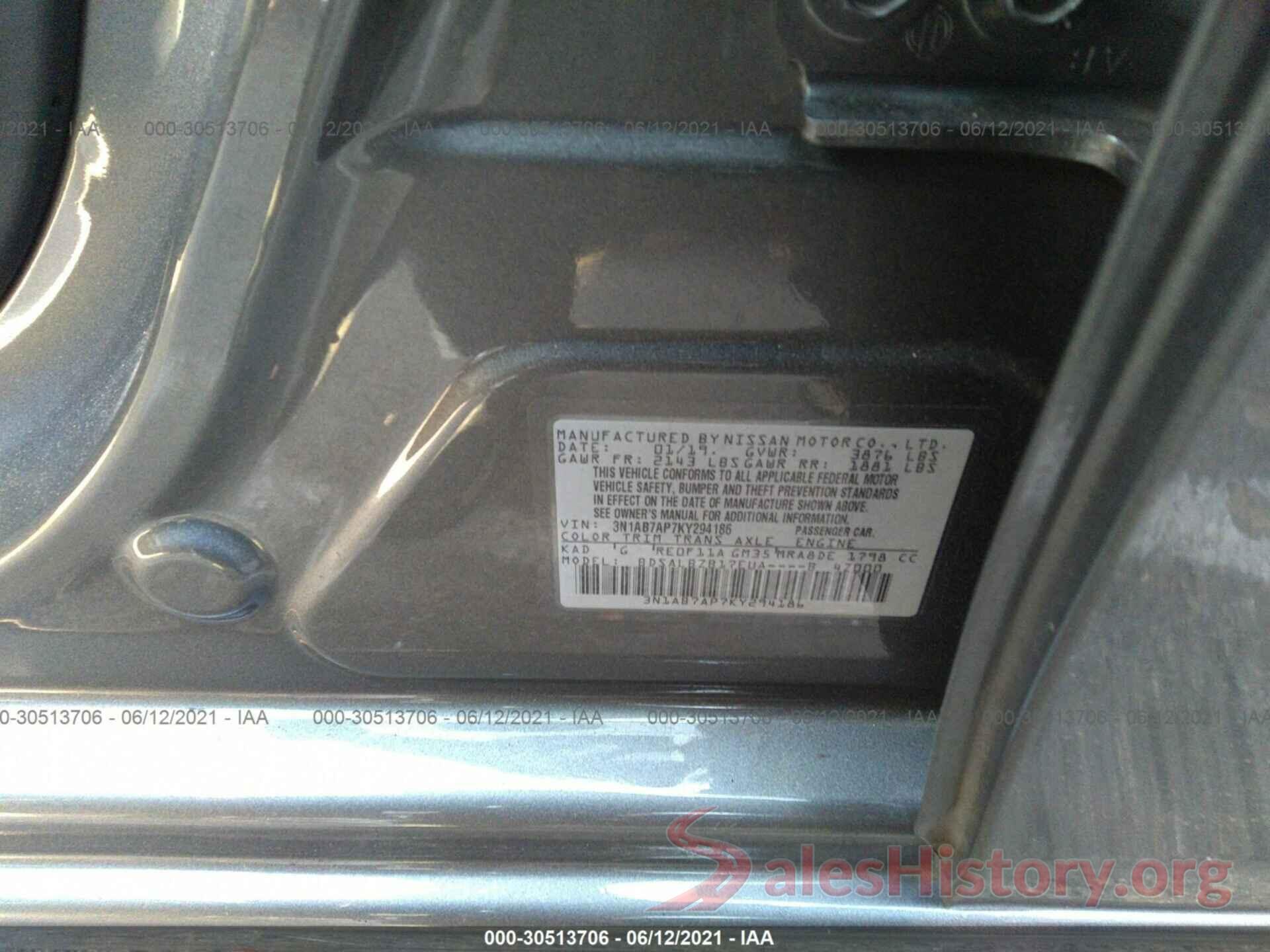 3N1AB7AP7KY294186 2019 NISSAN SENTRA