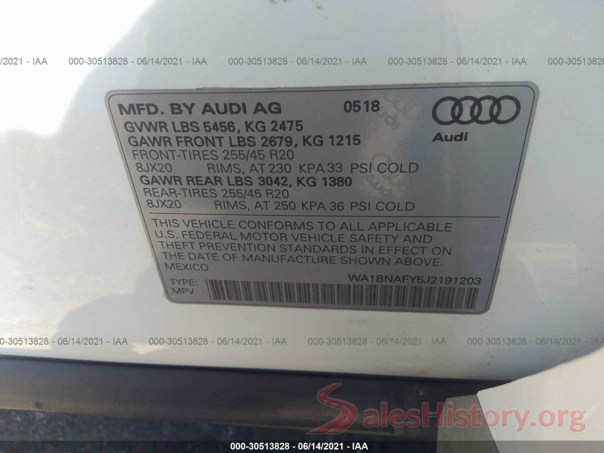 WA1BNAFY5J2191203 2018 AUDI Q5