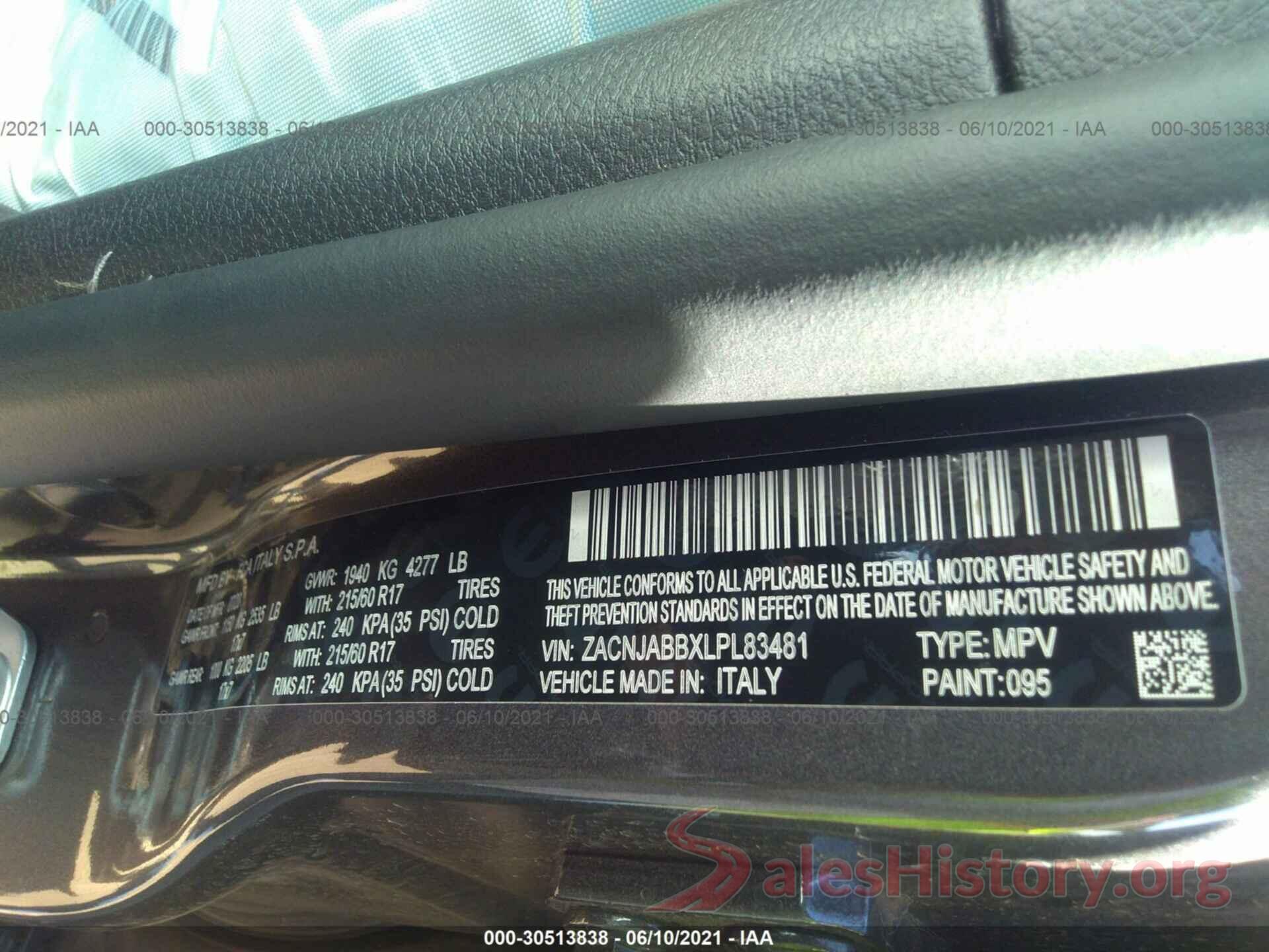 ZACNJABBXLPL83481 2020 JEEP RENEGADE