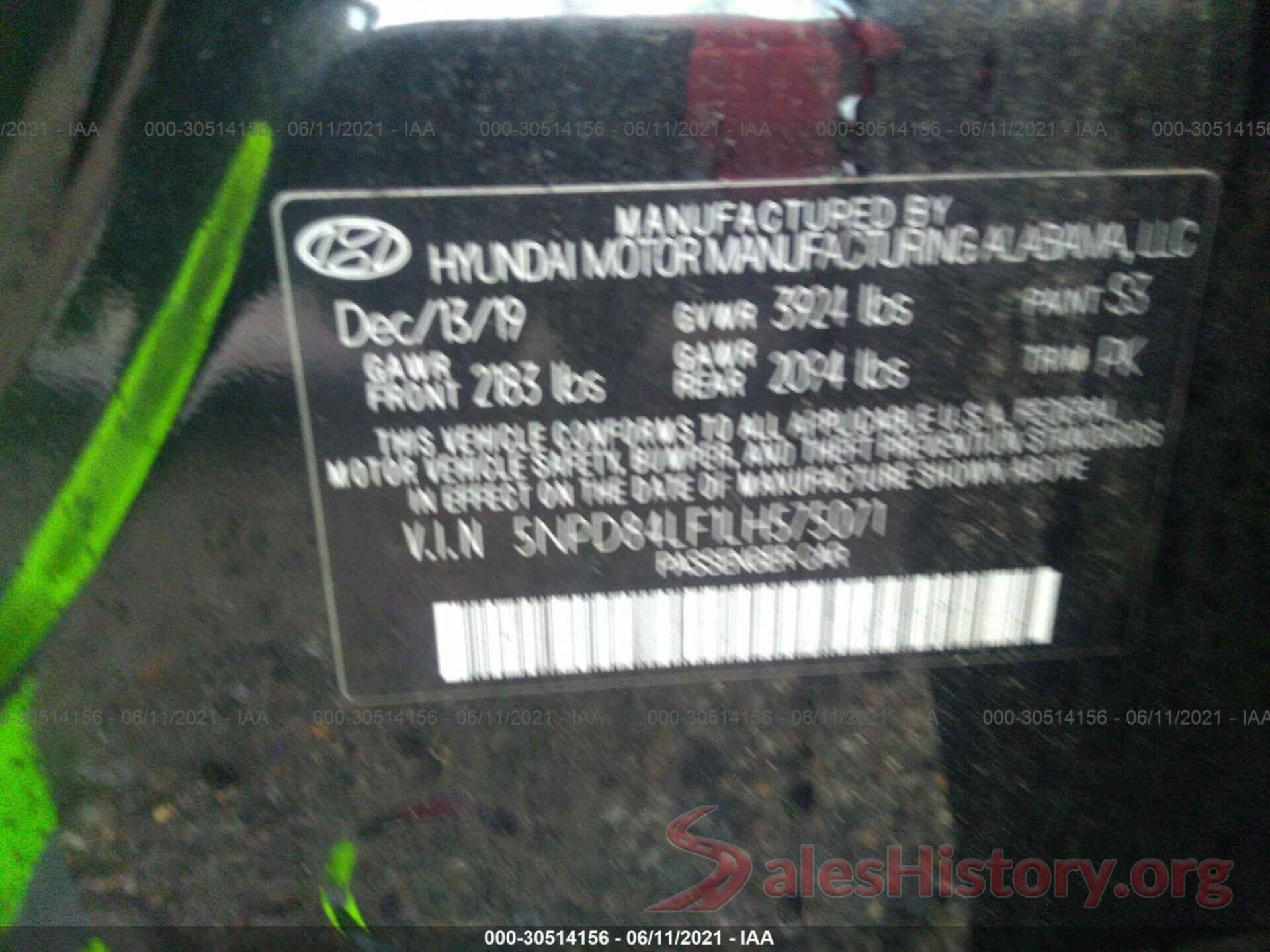 5NPD84LF1LH575071 2020 HYUNDAI ELANTRA