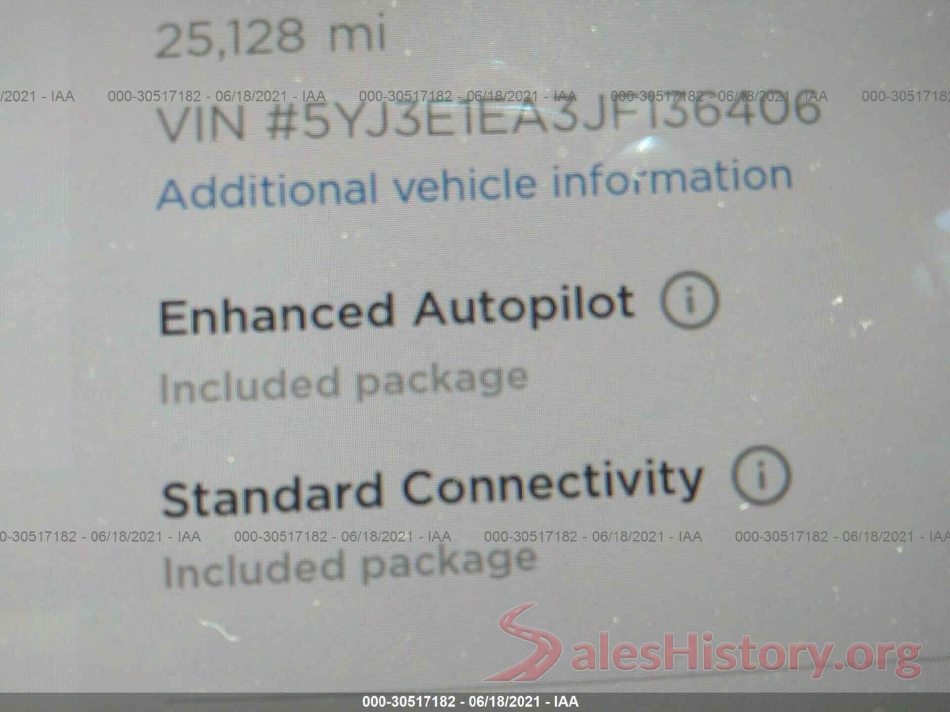 5YJ3E1EA3JF136406 2018 TESLA MODEL 3