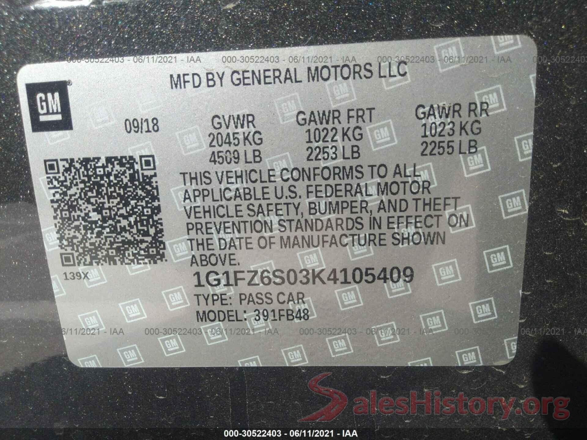 1G1FZ6S03K4105409 2019 CHEVROLET BOLT EV