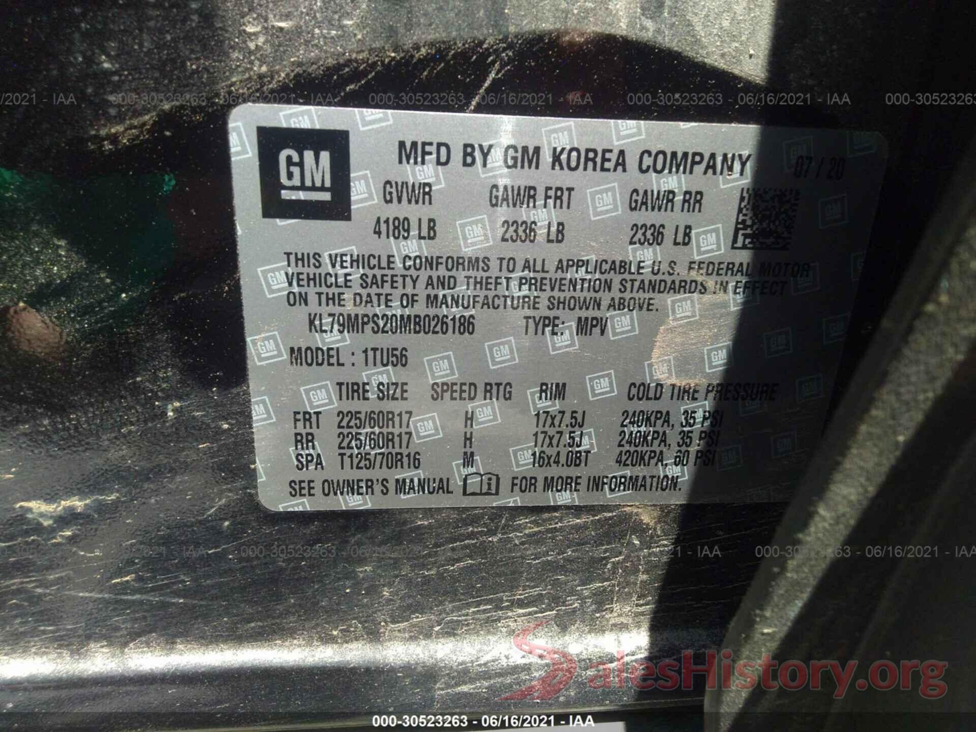 KL79MPS20MB026186 2021 CHEVROLET TRAILBLAZER