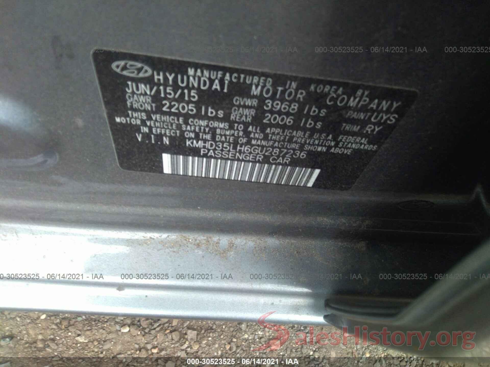 KMHD35LH6GU287236 2016 HYUNDAI ELANTRA GT