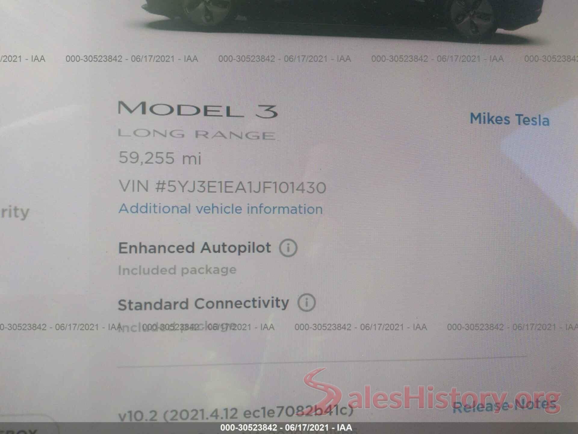 5YJ3E1EA1JF101430 2018 TESLA MODEL 3