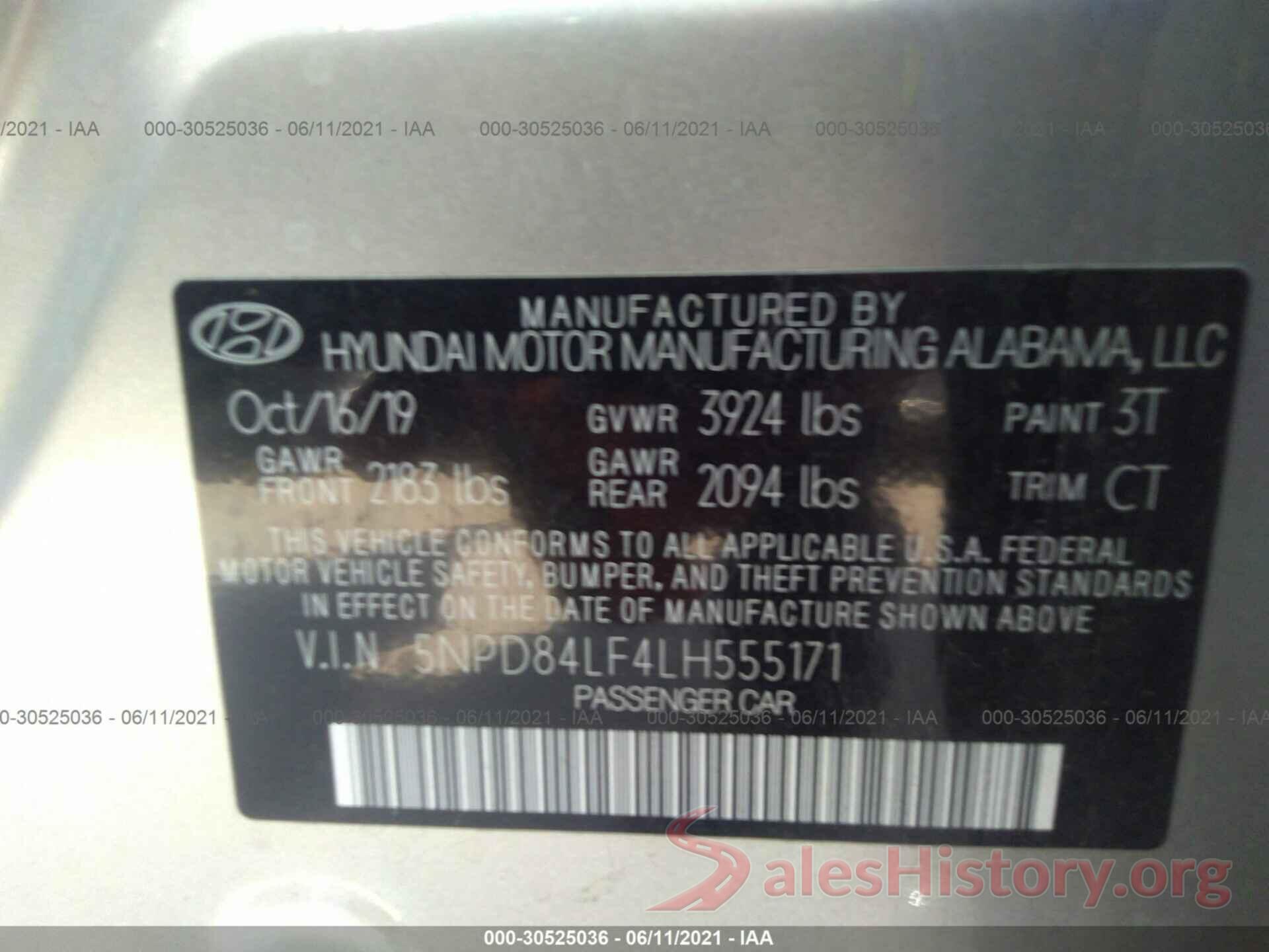 5NPD84LF4LH555171 2020 HYUNDAI ELANTRA