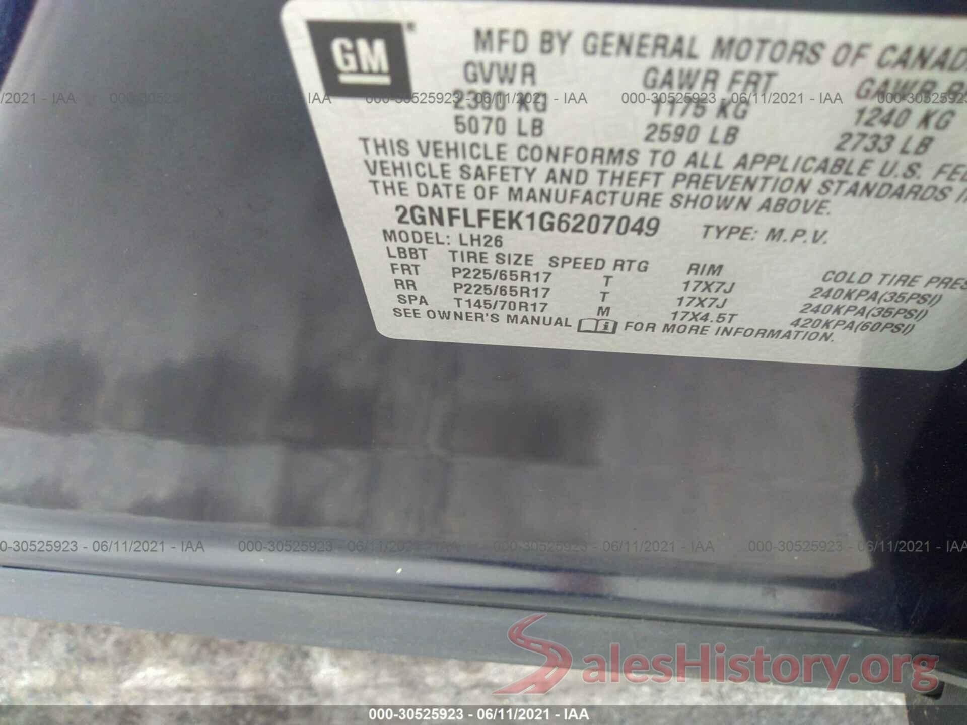 2GNFLFEK1G6207049 2016 CHEVROLET EQUINOX