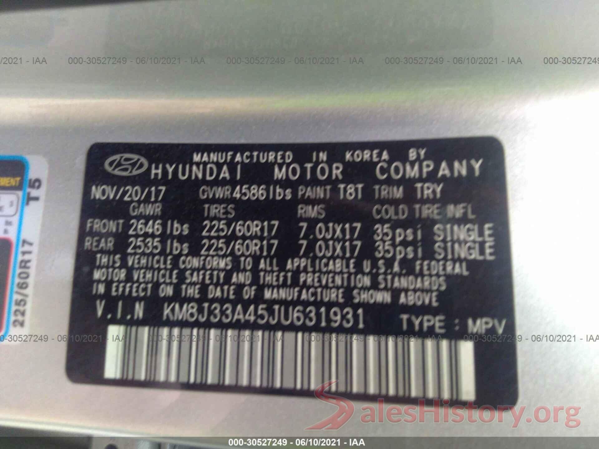 KM8J33A45JU631931 2018 HYUNDAI TUCSON